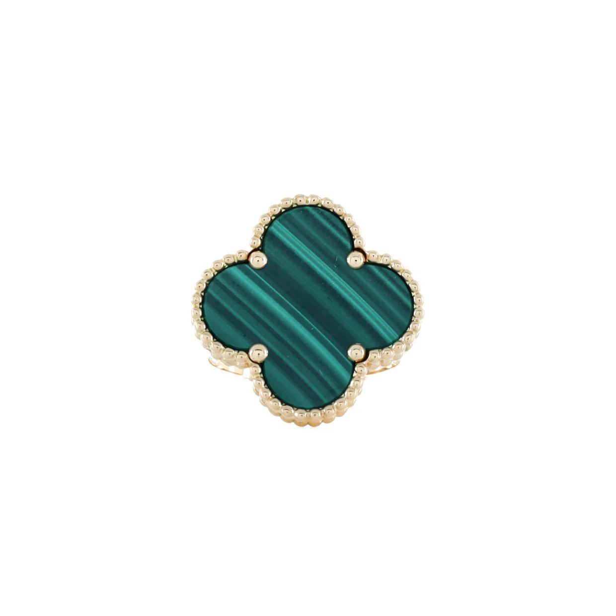Magic Alhambra Ring 18K Yellow Gold with Malachite - Deep Luxury