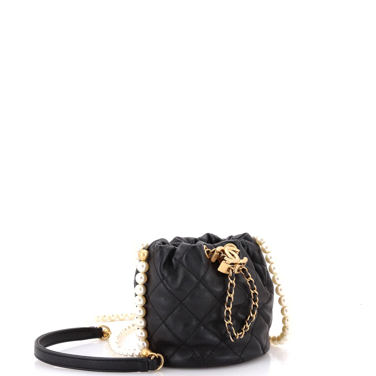 About Pearls Bucket Bag Quilted Calfskin Mini - Deep Luxury