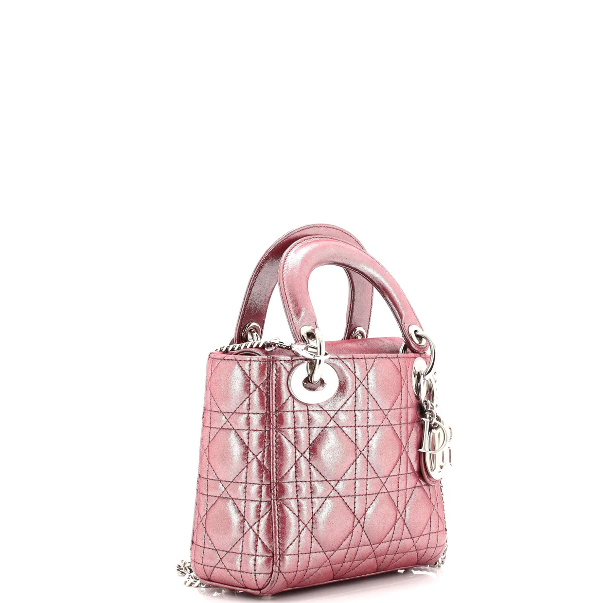 Lady Dior Chain Bag Cannage Quilt Iridescent Leather Mini - Deep Luxury