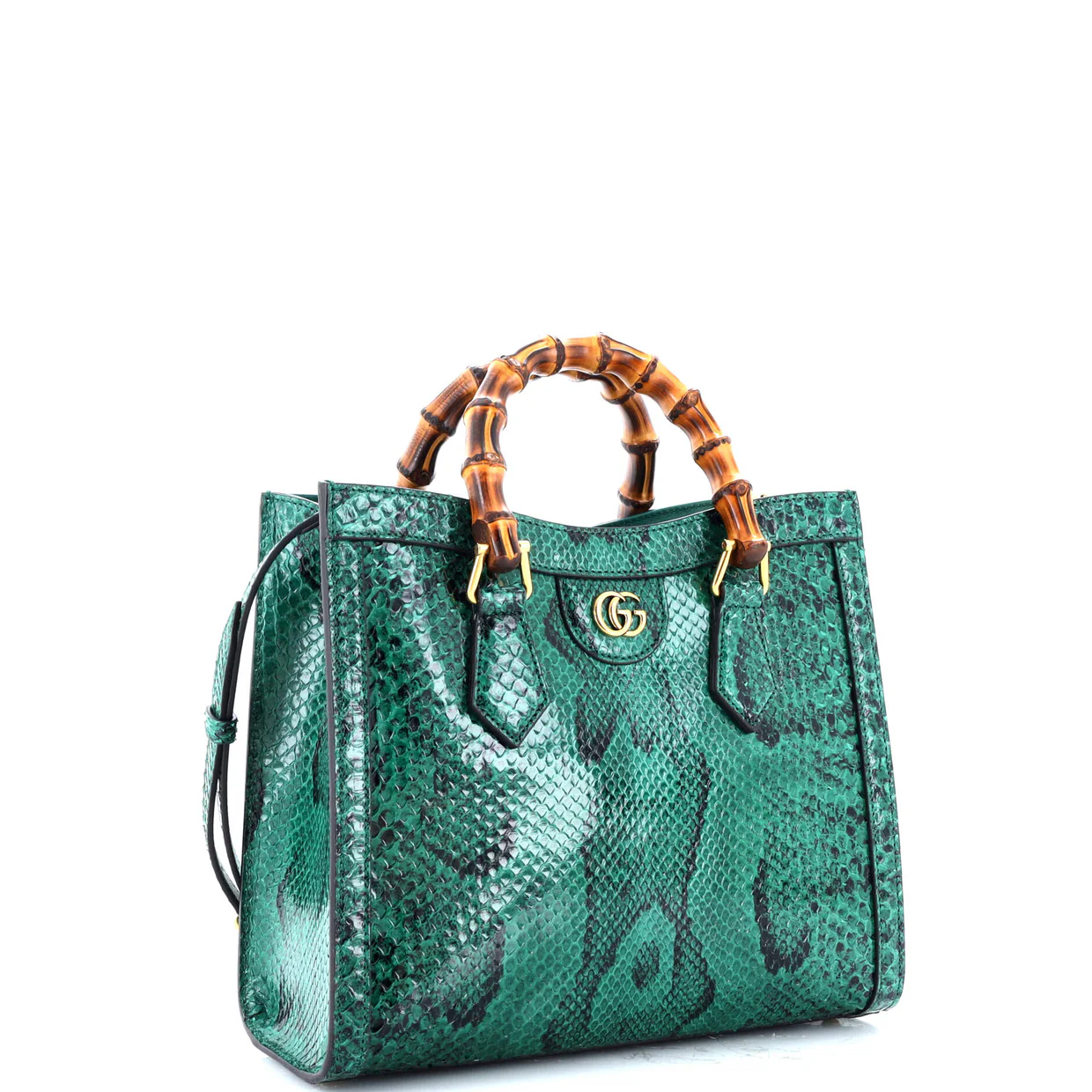 Diana NM Bamboo Handle Tote Python Small - Deep Luxury
