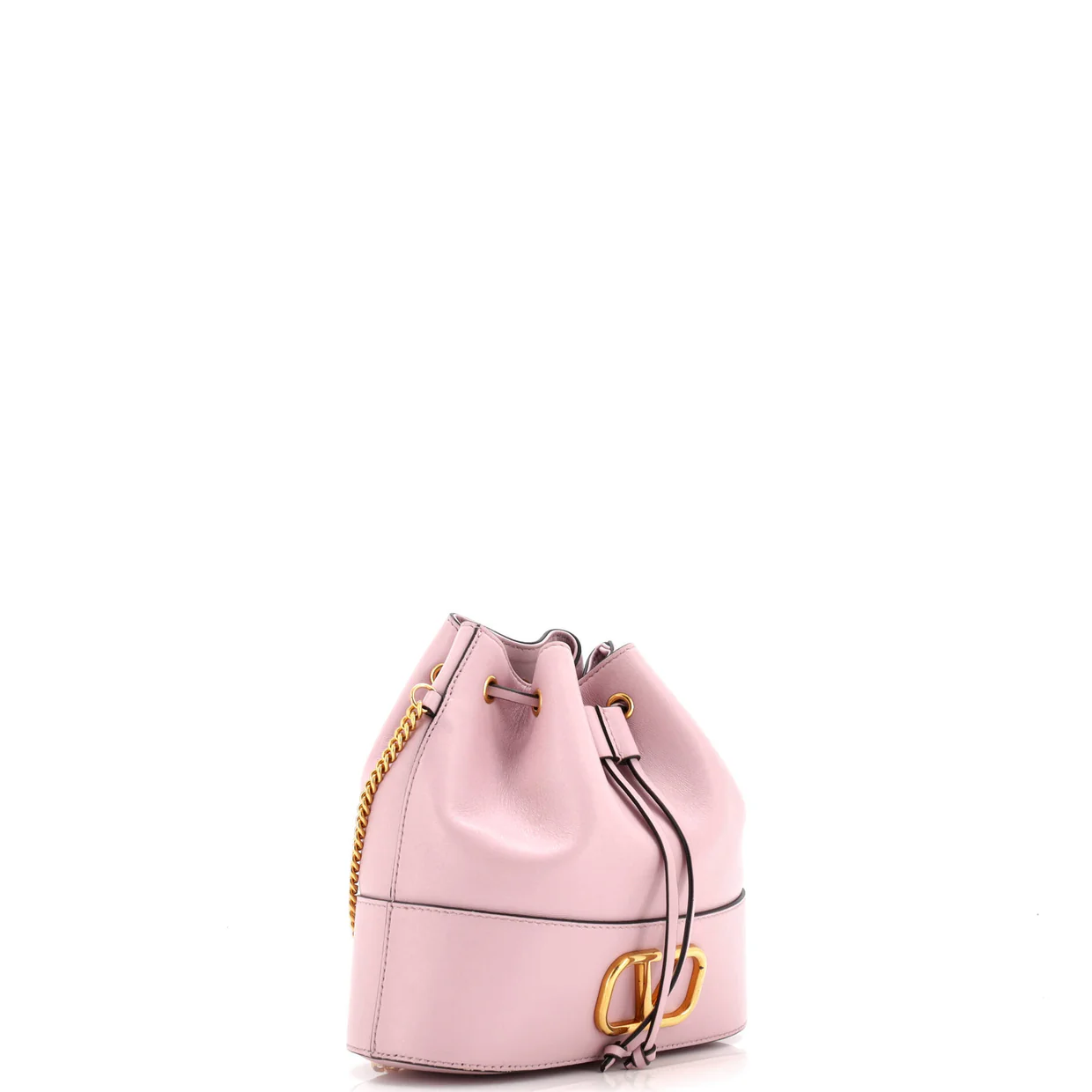 VLogo Drawstring Bucket Pouch Leather - Deep Luxury