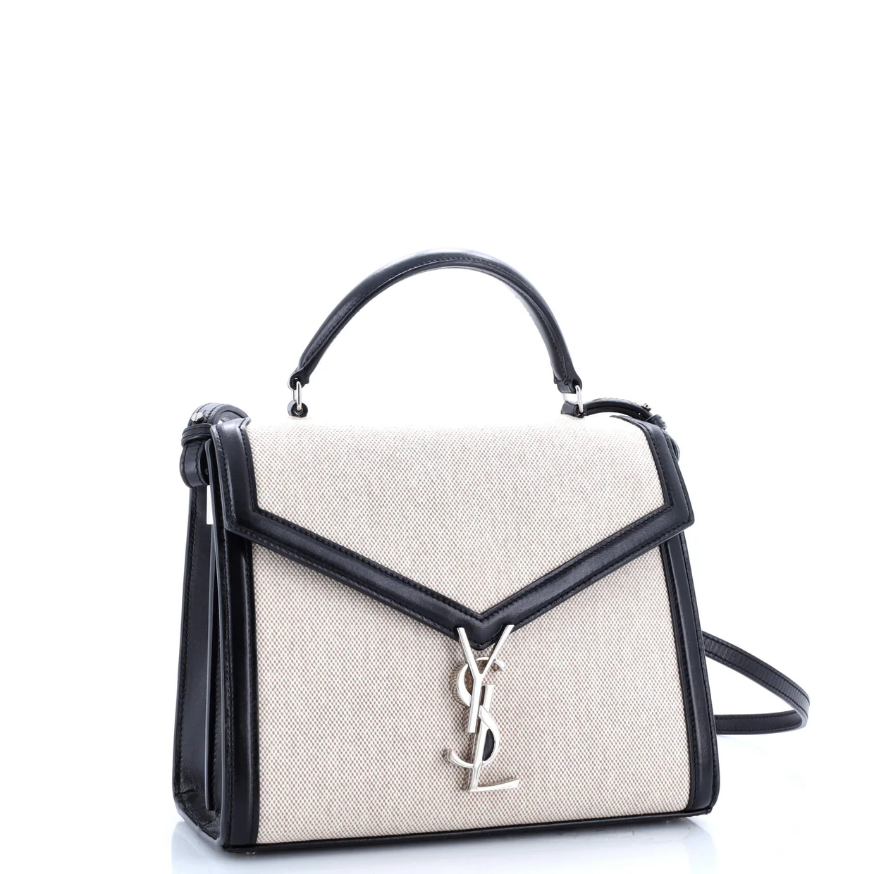 Cassandra Top Handle Bag Canvas with Leather Medium - Deep Luxury