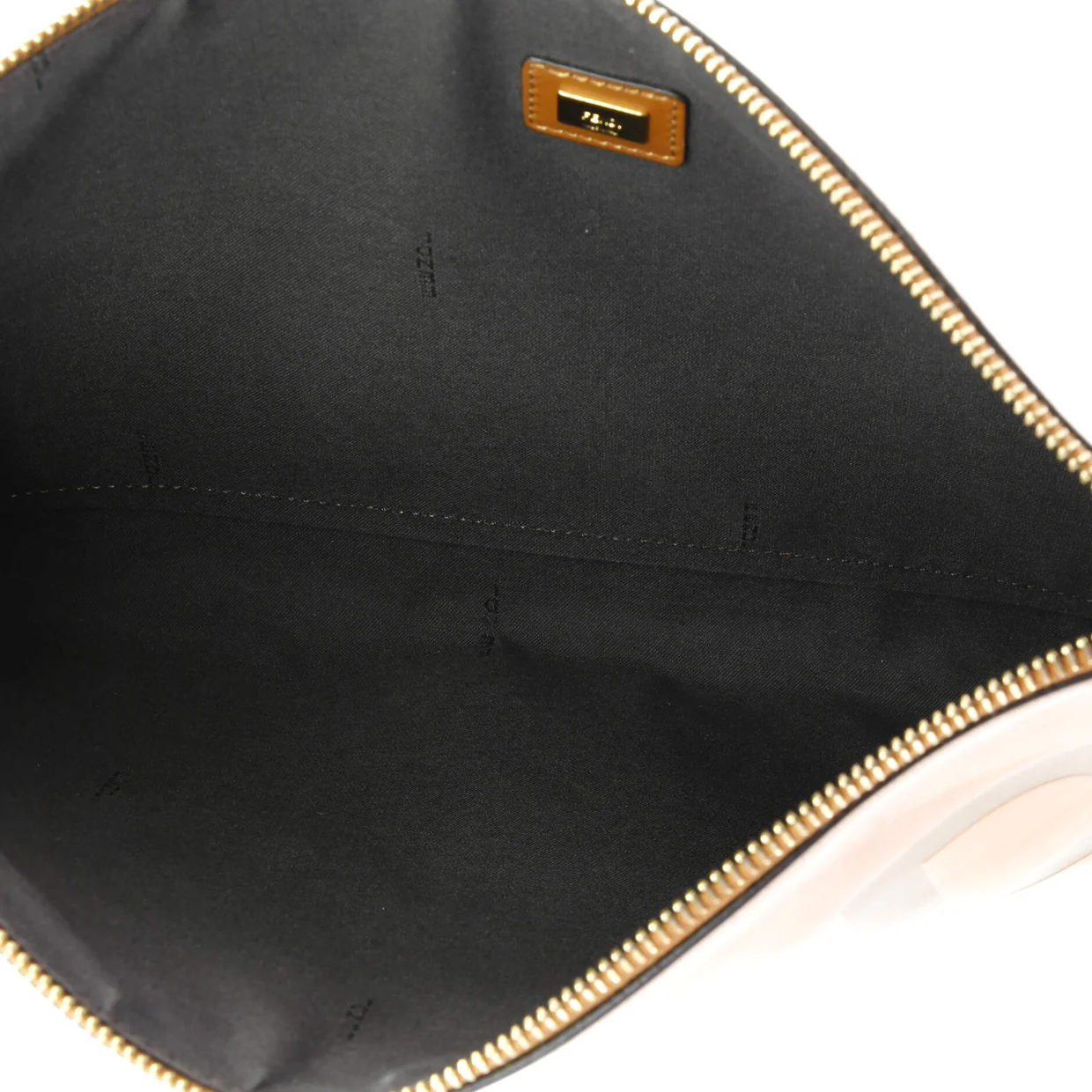 Logo Flat Wristlet Pouch Embossed Leather Large - Deep Luxury