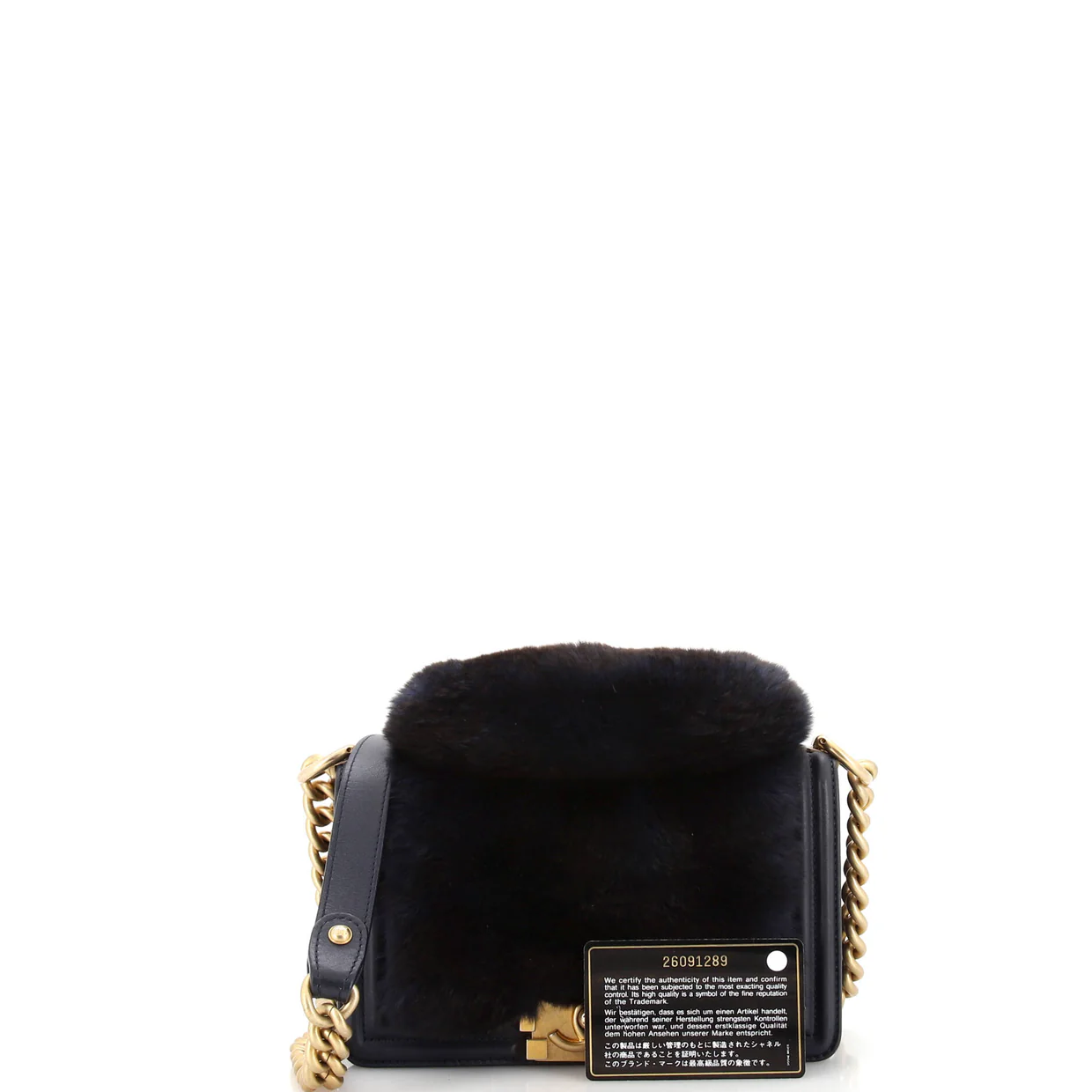 Top Handle Boy Flap Bag Fur Small - Deep Luxury