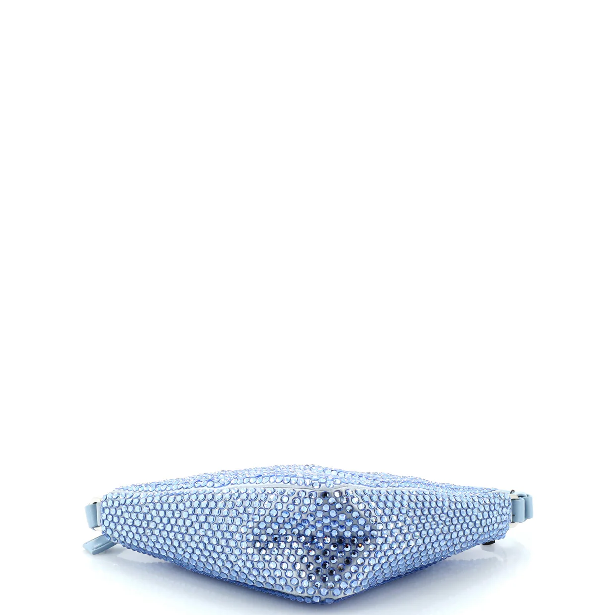 Triangle Top Handle Pouch Bag Crystal Embellished Satin Mini - Deep Luxury