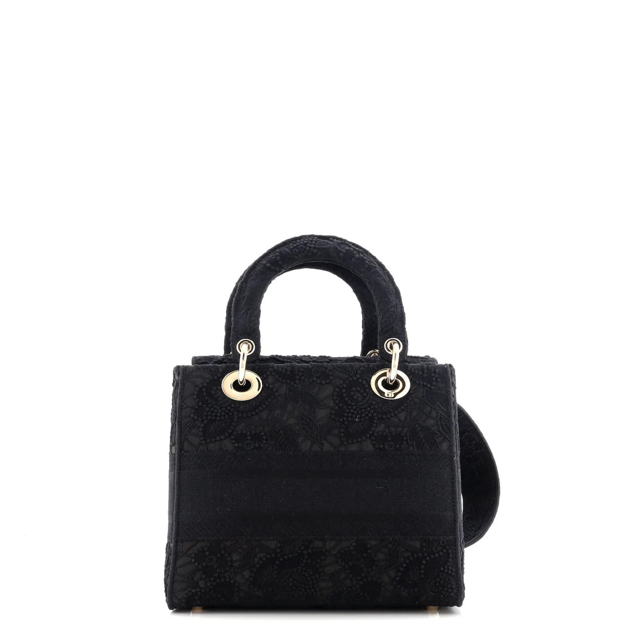 Lady D-Lite Bag Embroidery with Macrame Effect Medium - Deep Luxury