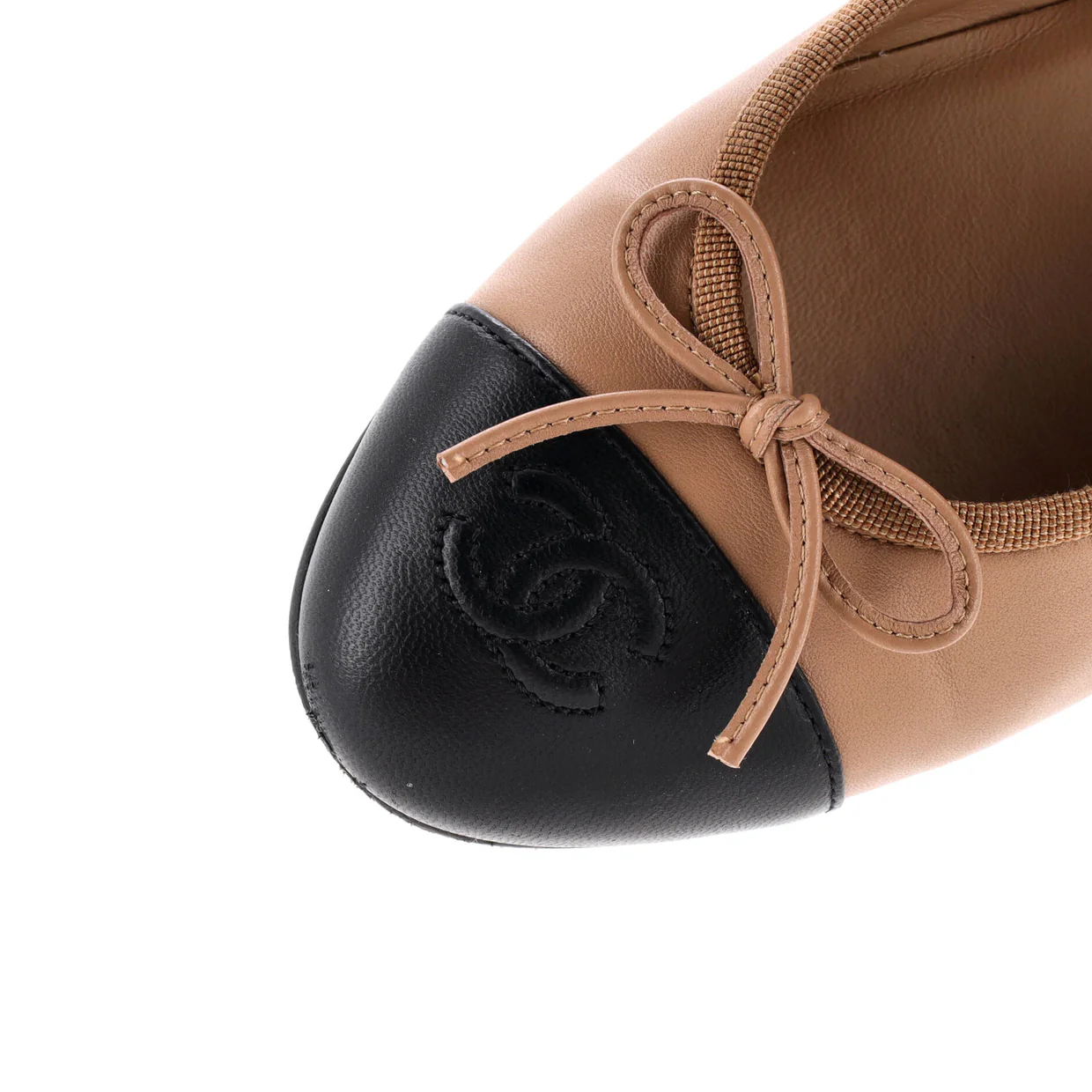 Women's CC Cap Toe Bow Ballerina Flats Leather - Deep Luxury