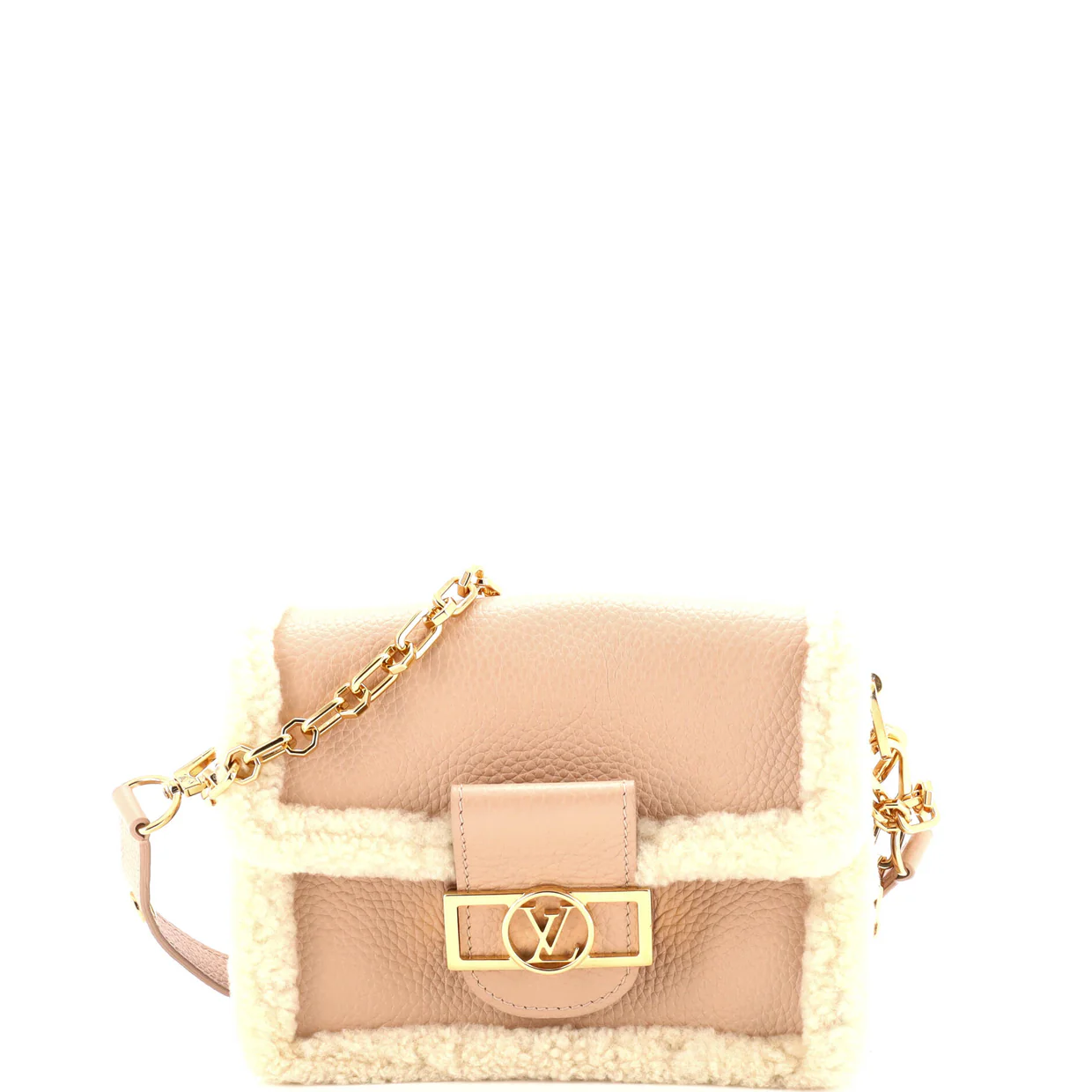 Dauphine Shoulder Bag Leather with Shearling Mini - Deep Luxury