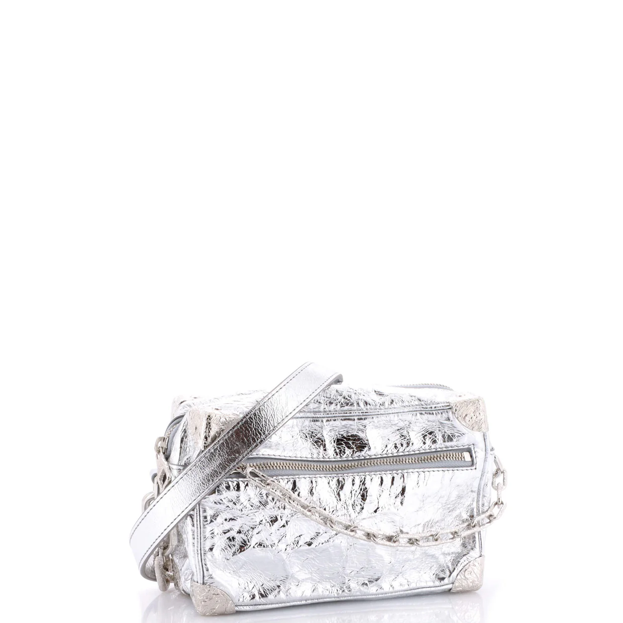 Soft Trunk Bag Crushed Metallic Calfskin Leather Mini - Deep Luxury