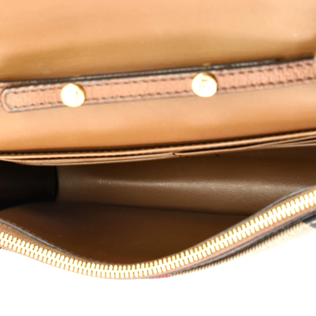 Hampshire Wallet on Chain Leather and House Check Canvas - Deep Luxury