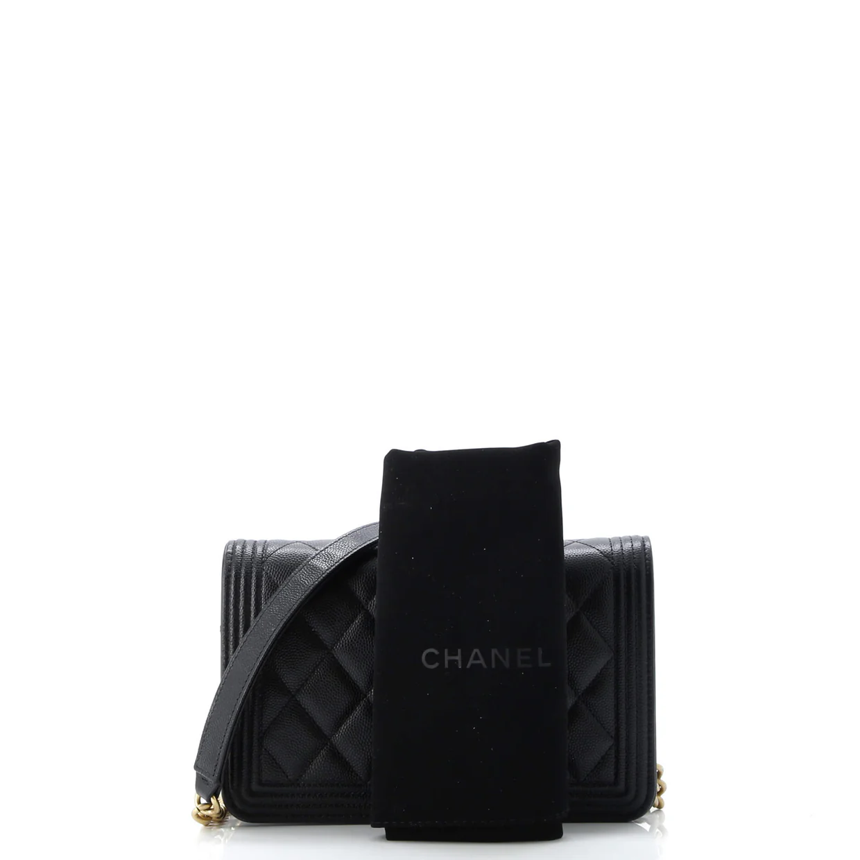 Boy Wallet on Chain Quilted Caviar - Deep Luxury