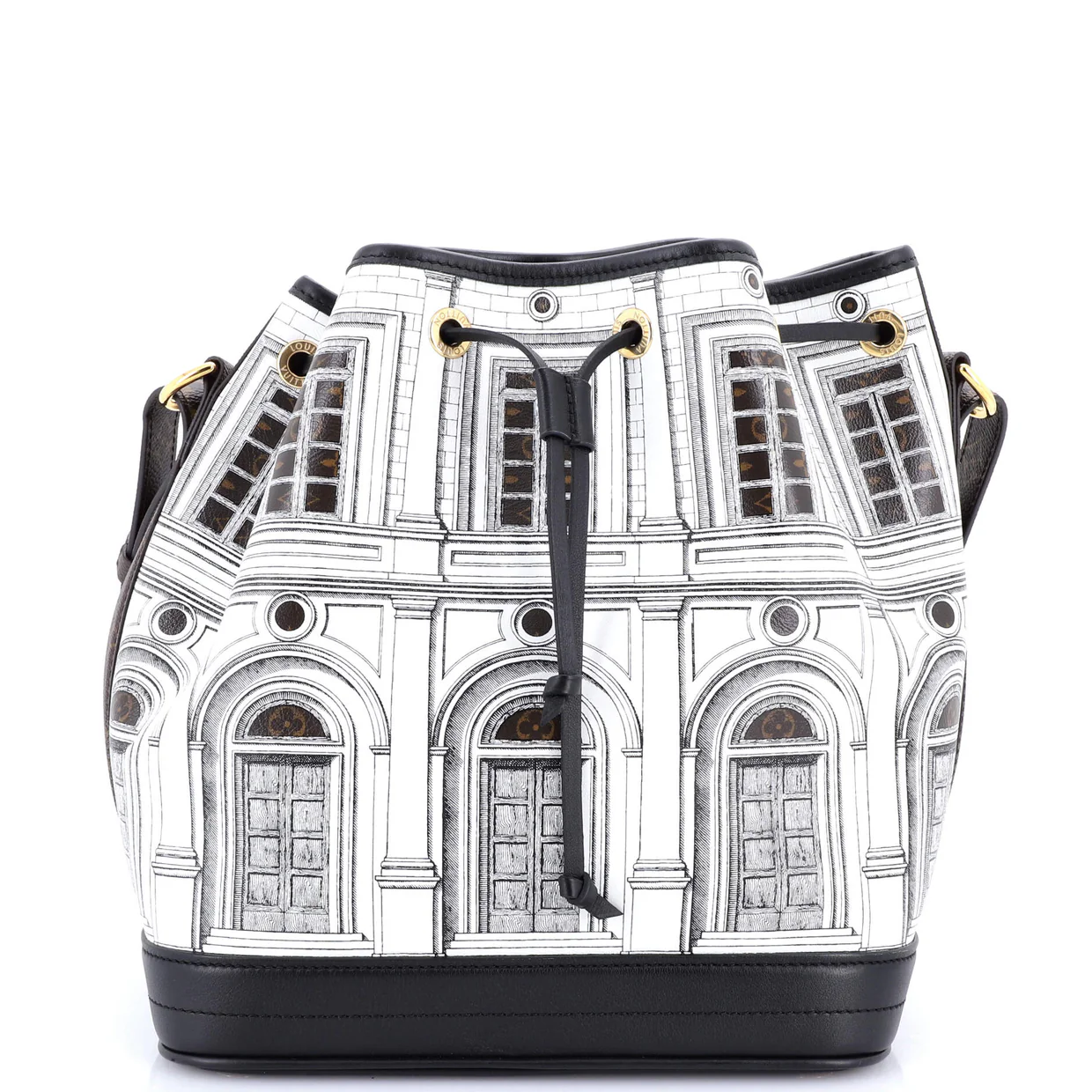 Noe Handbag Limited Edition Fornasetti Architettura Print Leather and Monogram Canvas MM - Deep Luxury