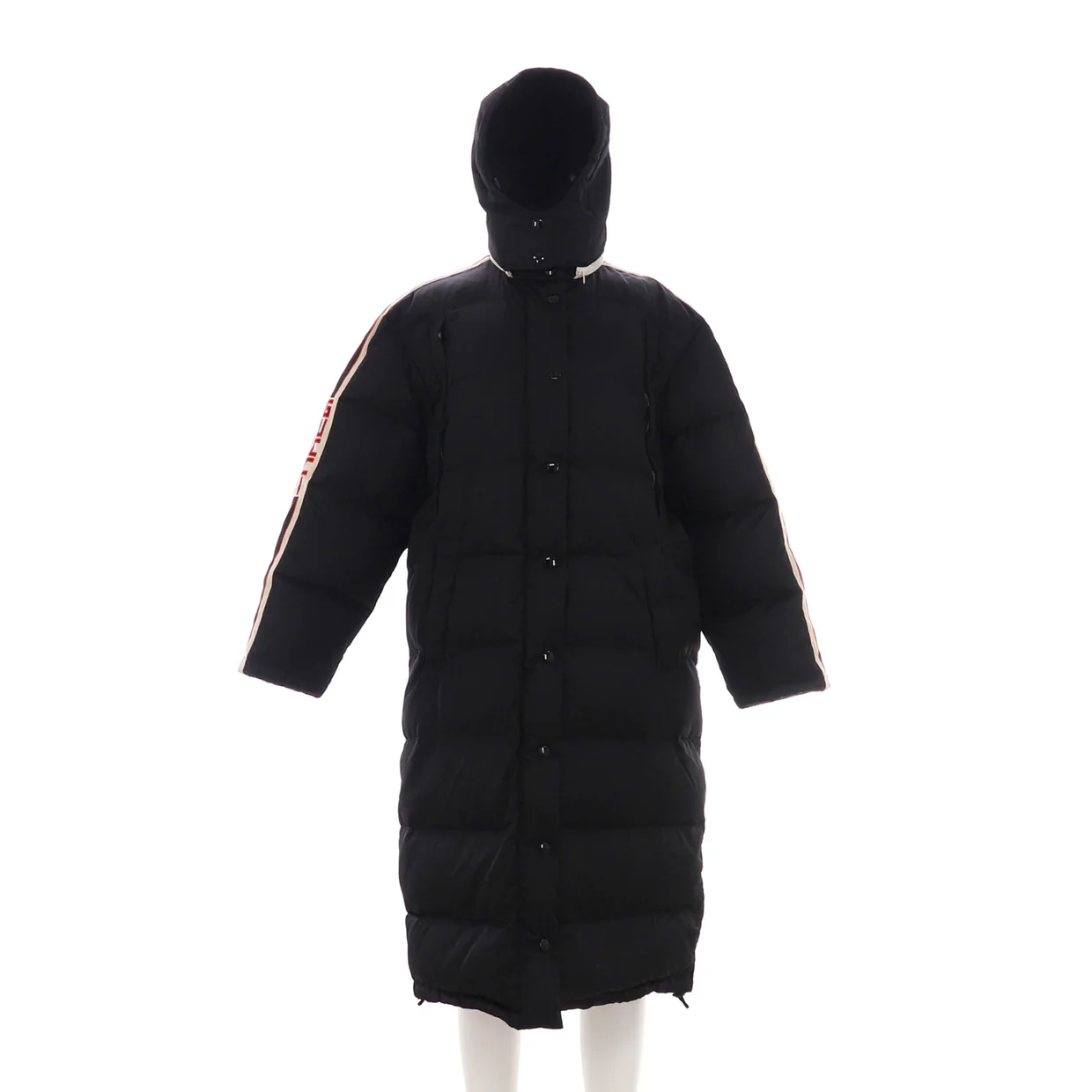 Women's Detachable Hood Sleeve Logo Long Jacket Quilted Polyamide with Down - Deep Luxury