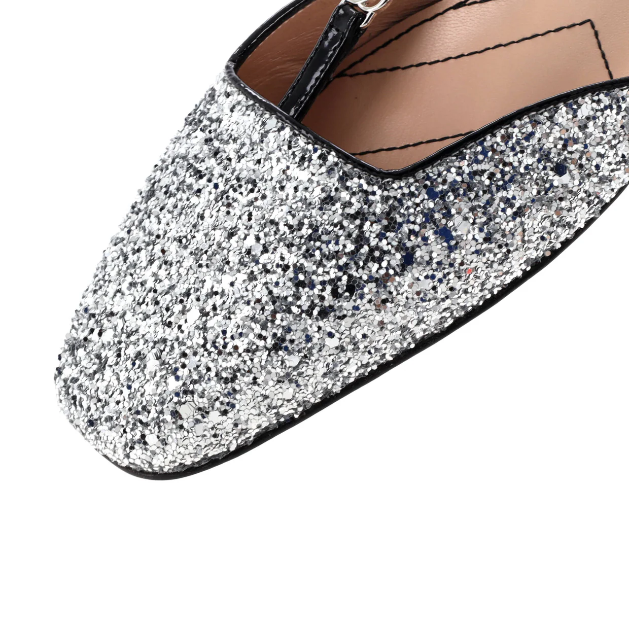 Women's GG Slingback Flats Glitter and Patent - Deep Luxury