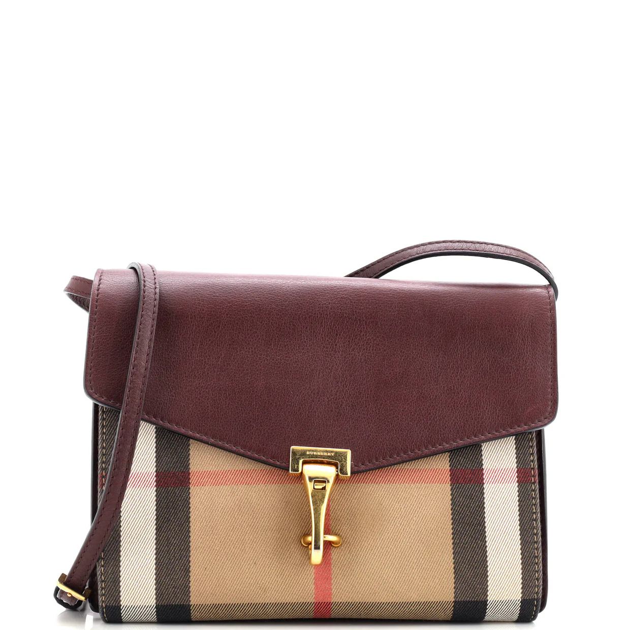 Macken Crossbody Bag Leather and House Check Canvas Small - Deep Luxury