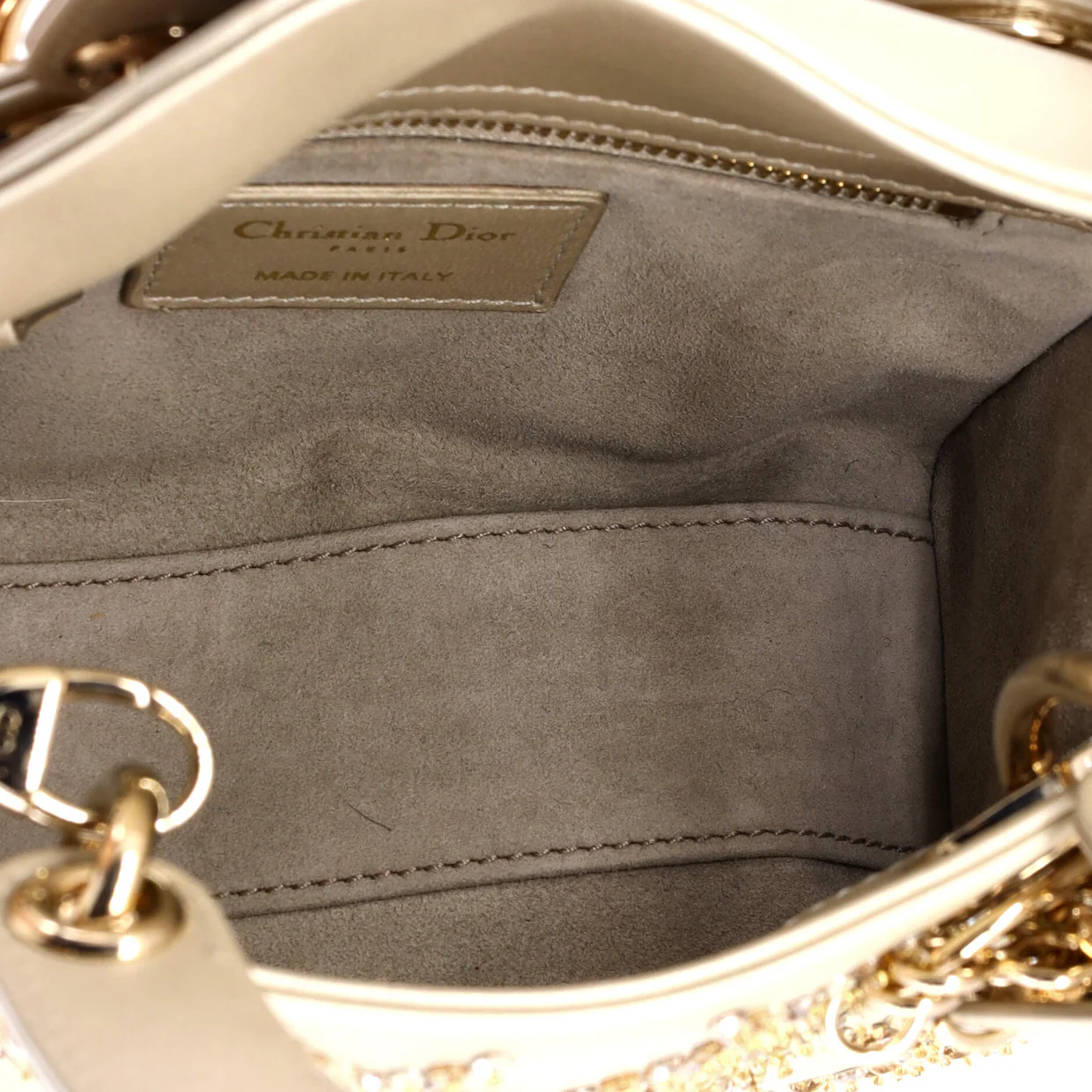 Lady Dior Chain Bag Crystal Embellished Cannage Quilt Leather Mini - Deep Luxury