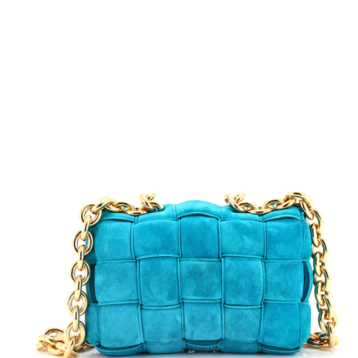 Cassette Chain Crossbody Bag Padded Maxi Intrecciato Suede - Deep Luxury
