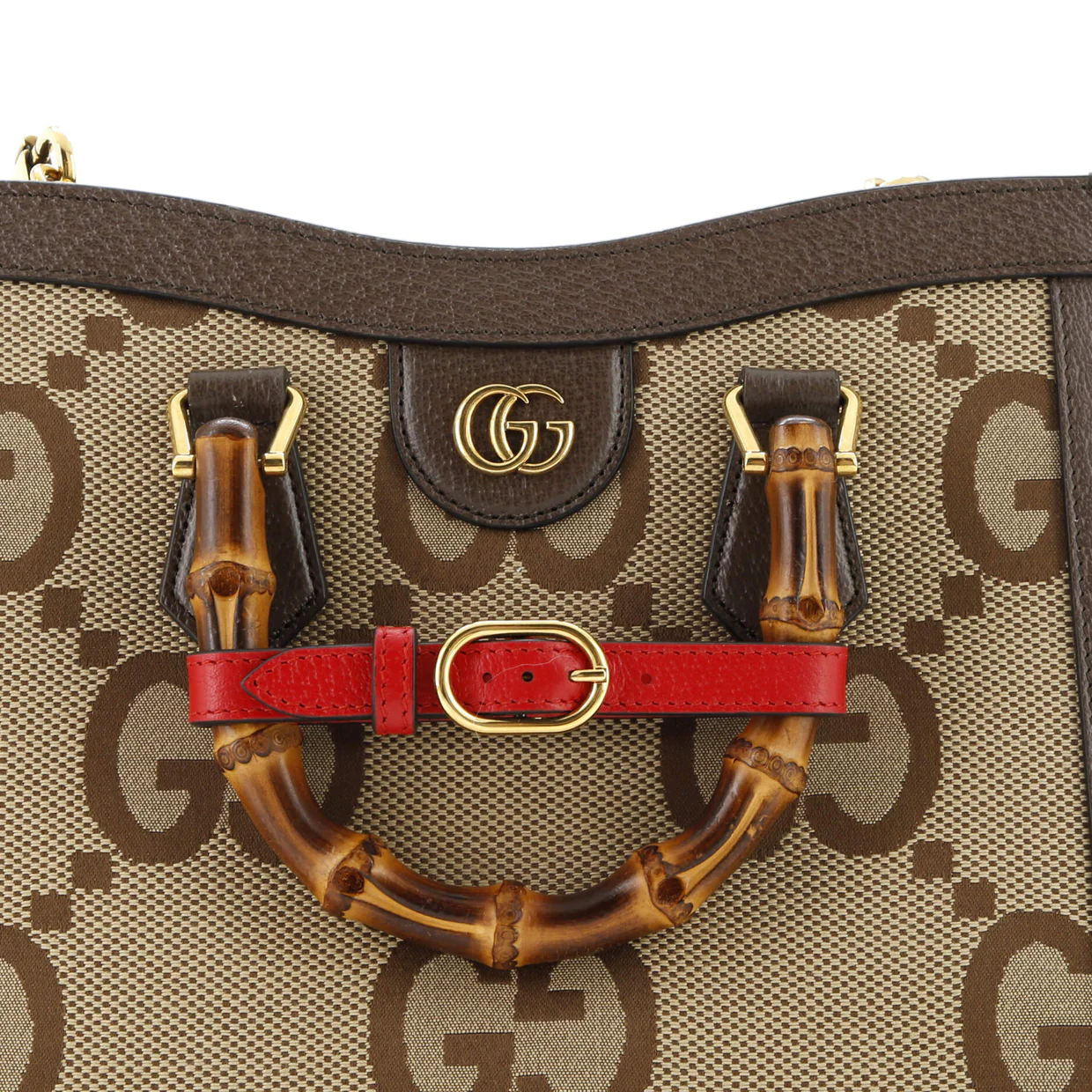 Diana NM Bamboo Handle Tote Jumbo GG Canvas Small - Deep Luxury