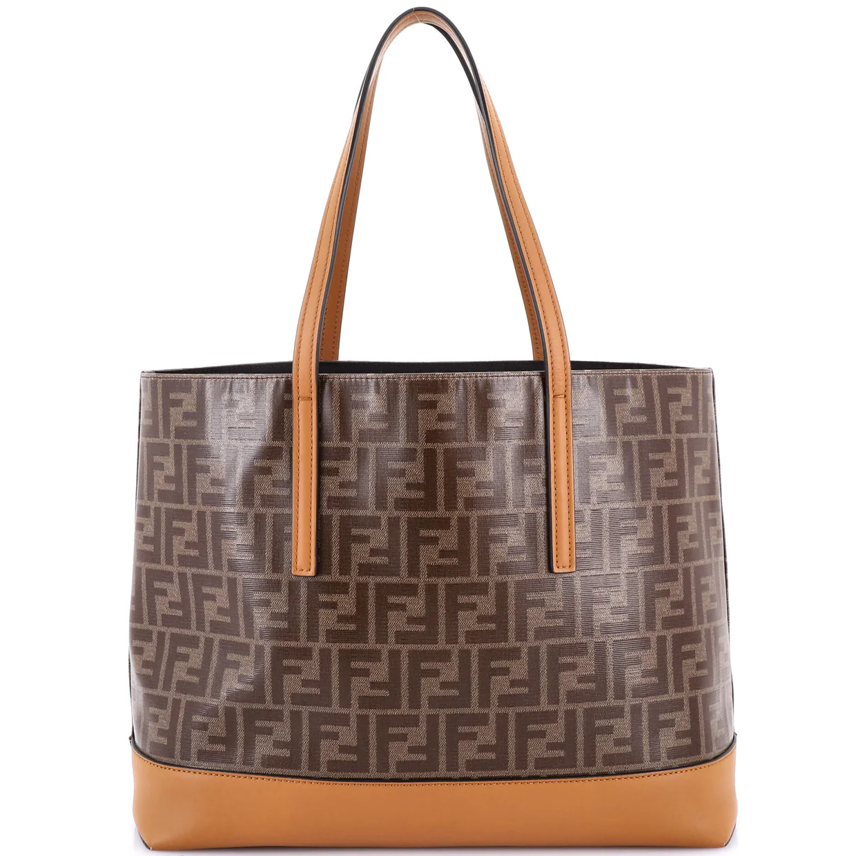 FF Logo Stamp Shopping Tote Zucca Coated Canvas Medium - Deep Luxury