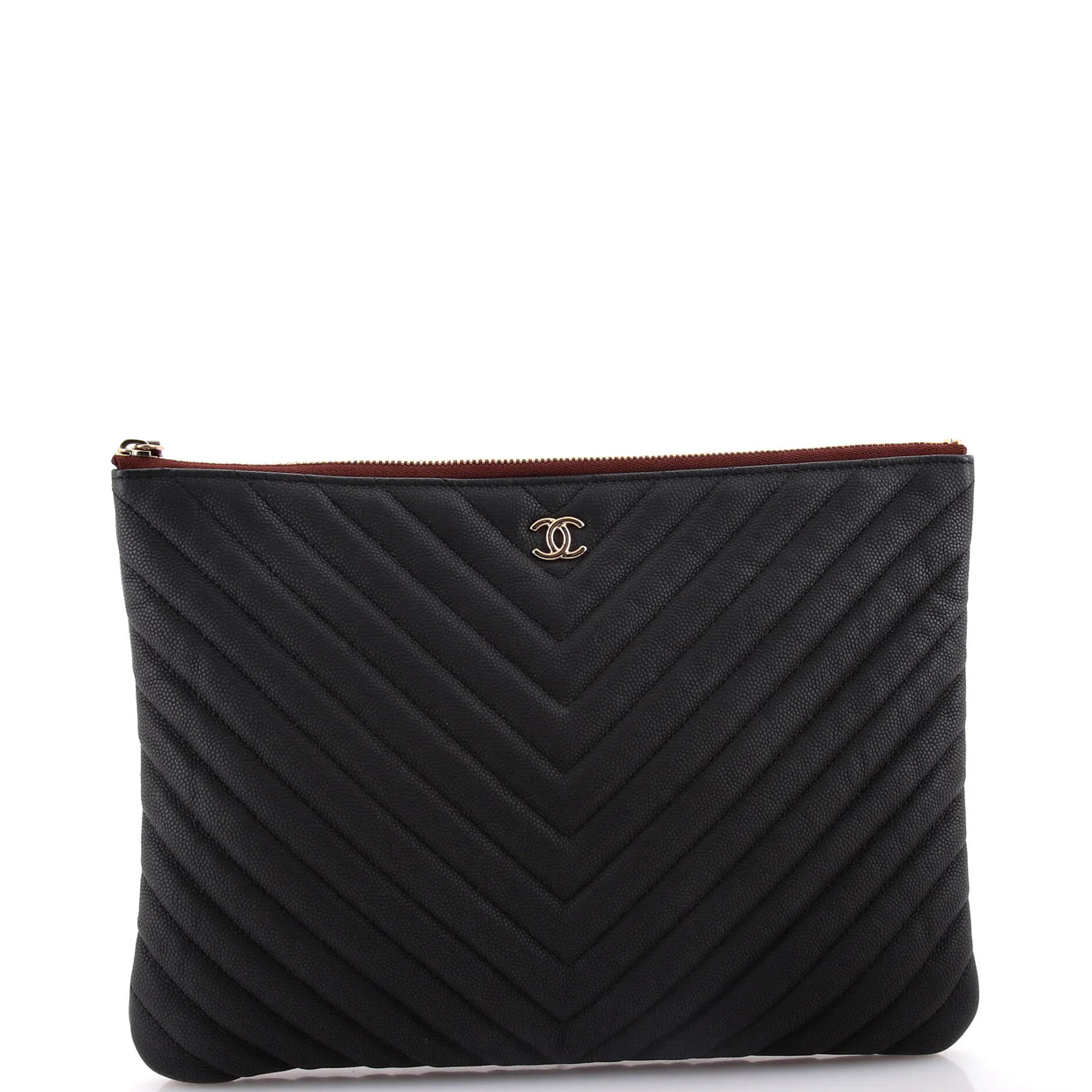 O Case Clutch Chevron Caviar Medium - Deep Luxury