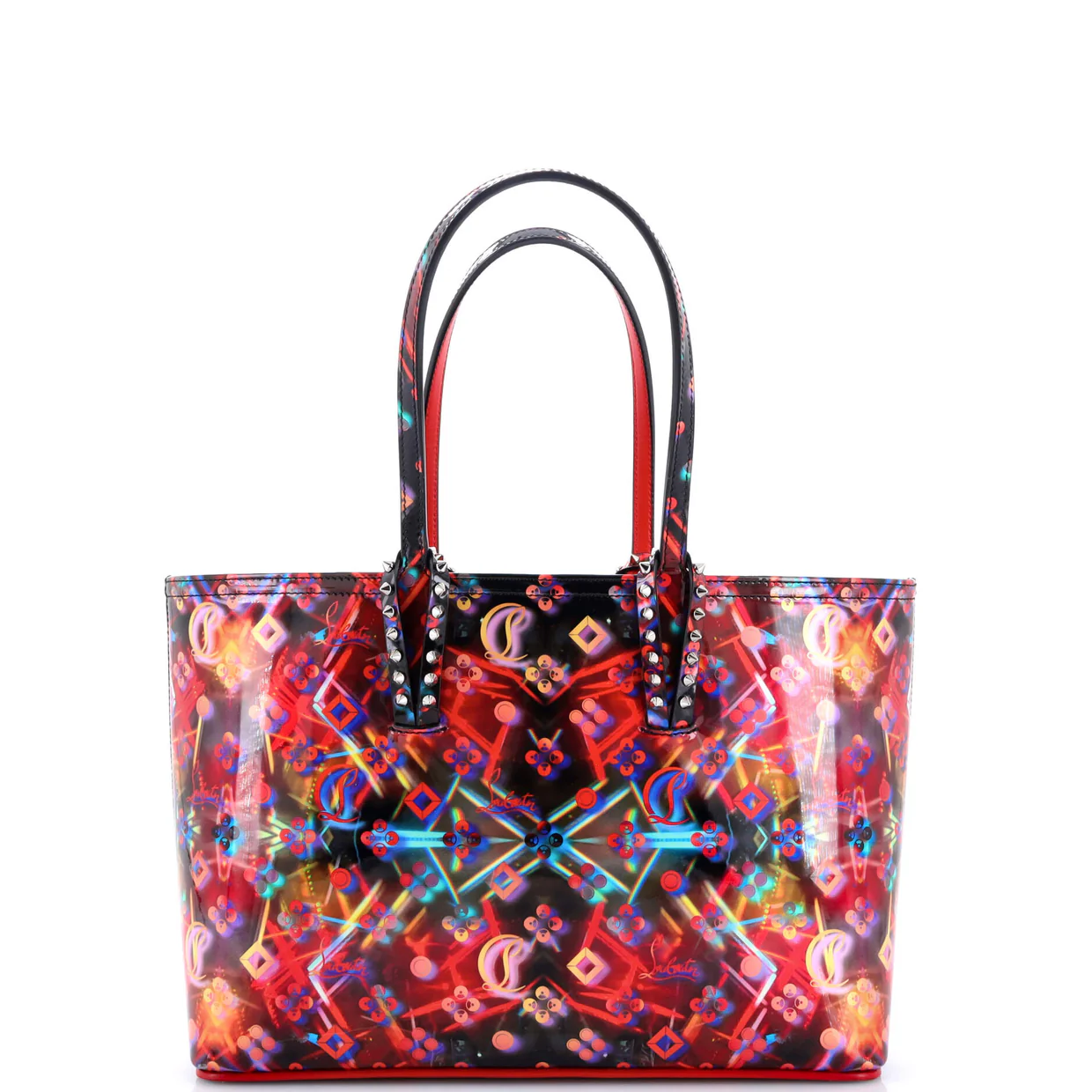 Cabata East West Tote Printed Patent Small - Deep Luxury
