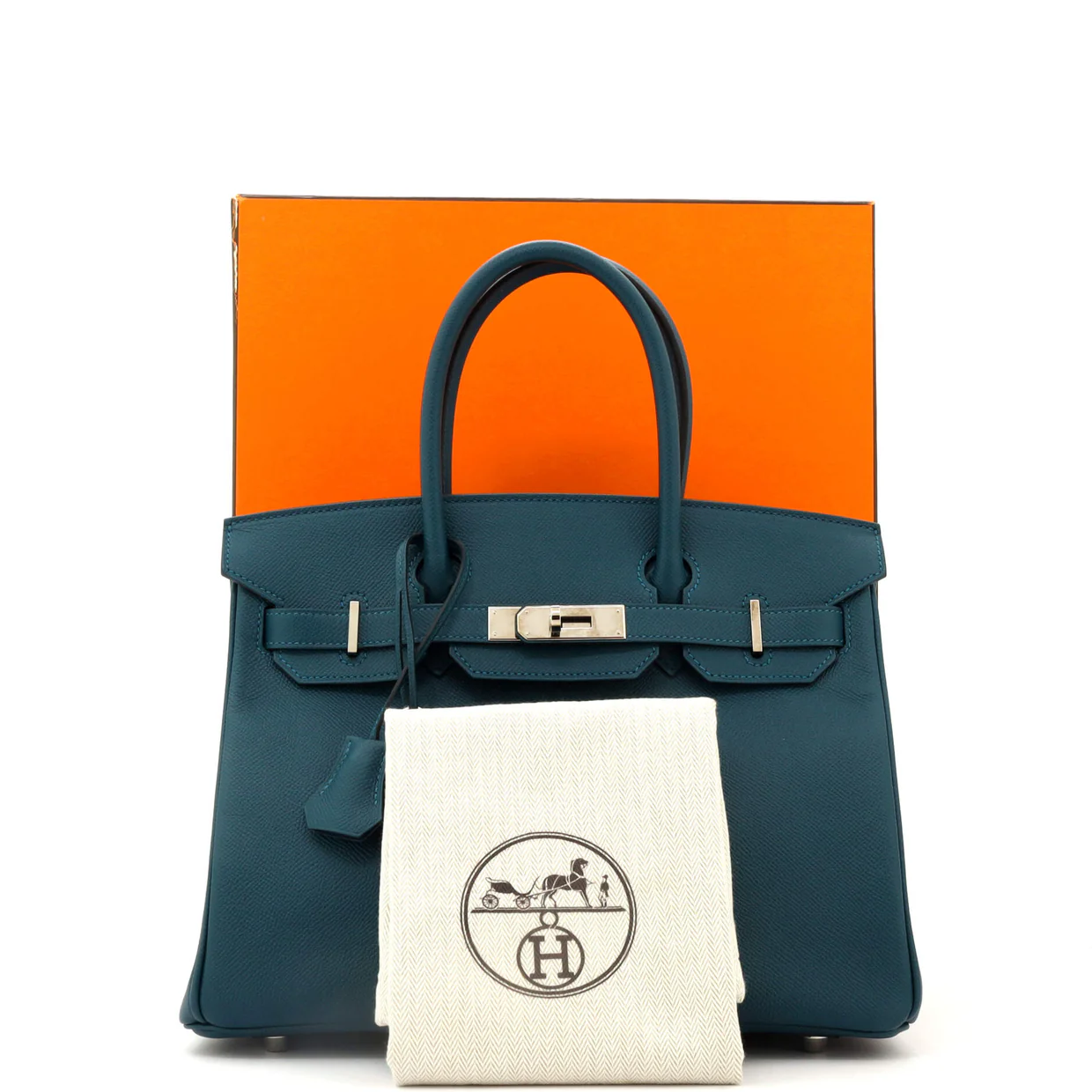 Birkin Handbag Colvert Epsom with Palladium Hardware 30 - Deep Luxury