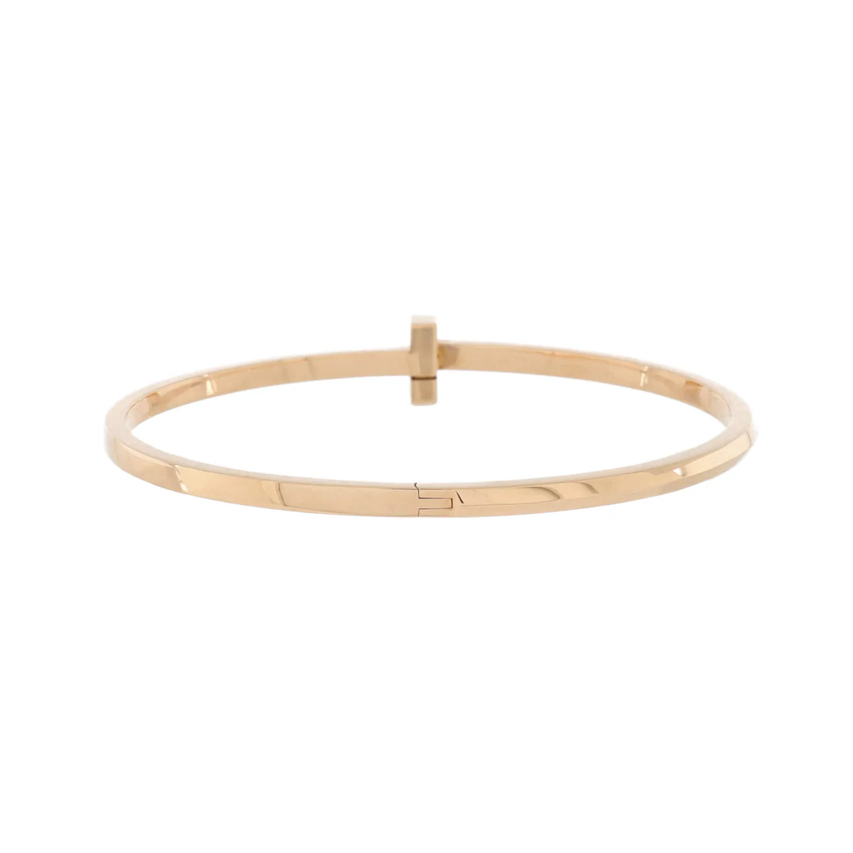 T1 Hinged Bangle Bracelet 18K Rose Gold Narrow - Deep Luxury