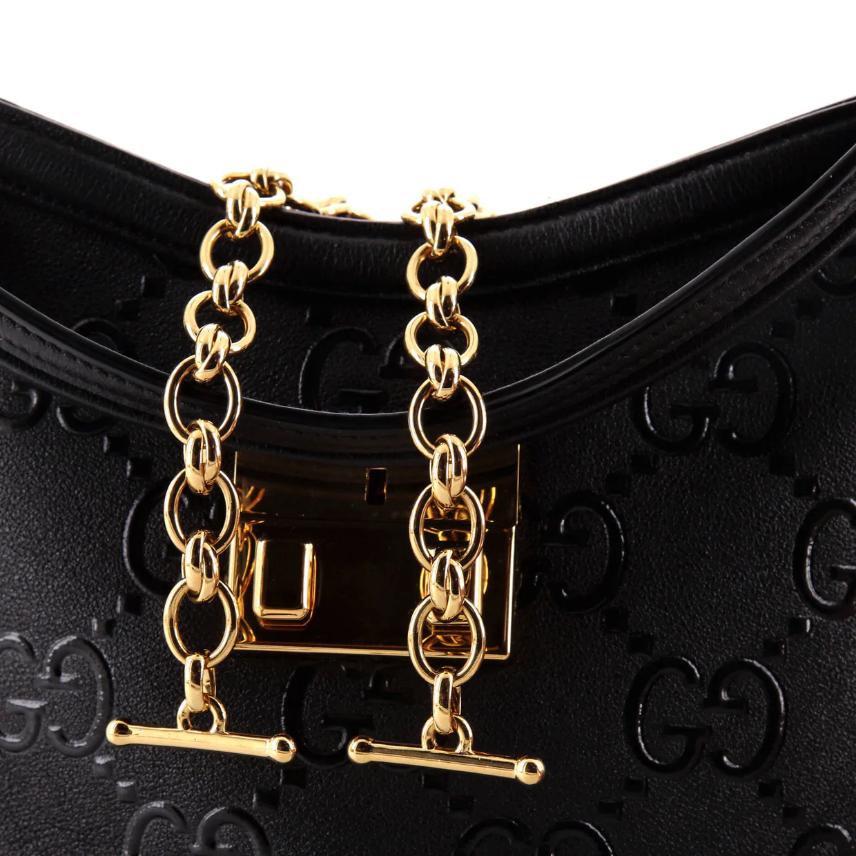 GG Padlock Shoulder Bag GG Embossed Leather Small - Deep Luxury