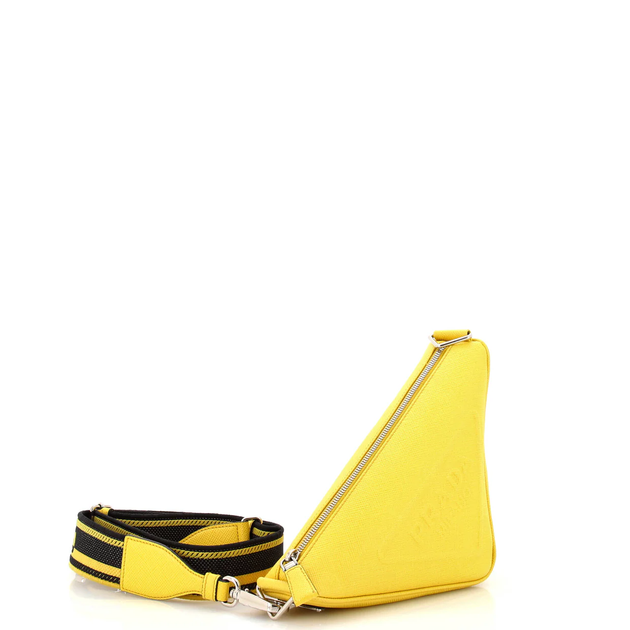 Triangle Logo Zip Crossbody Bag Saffiano Leather Small - Deep Luxury