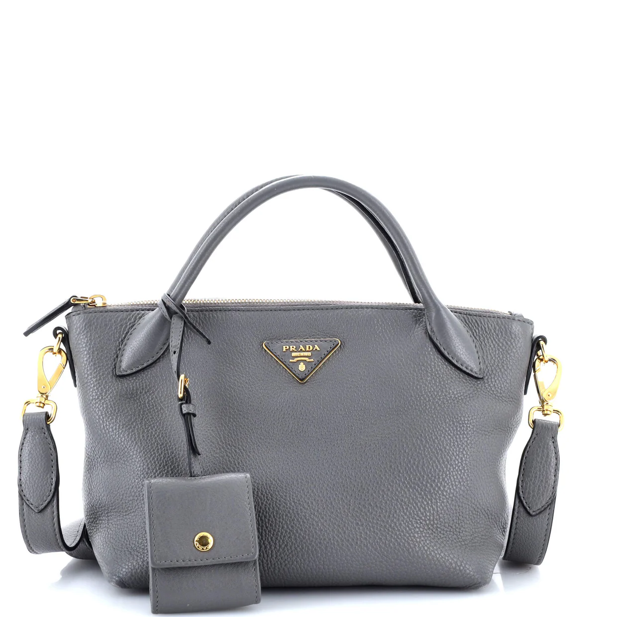 Dual Strap Zip Tote Vitello Daino Small - Deep Luxury