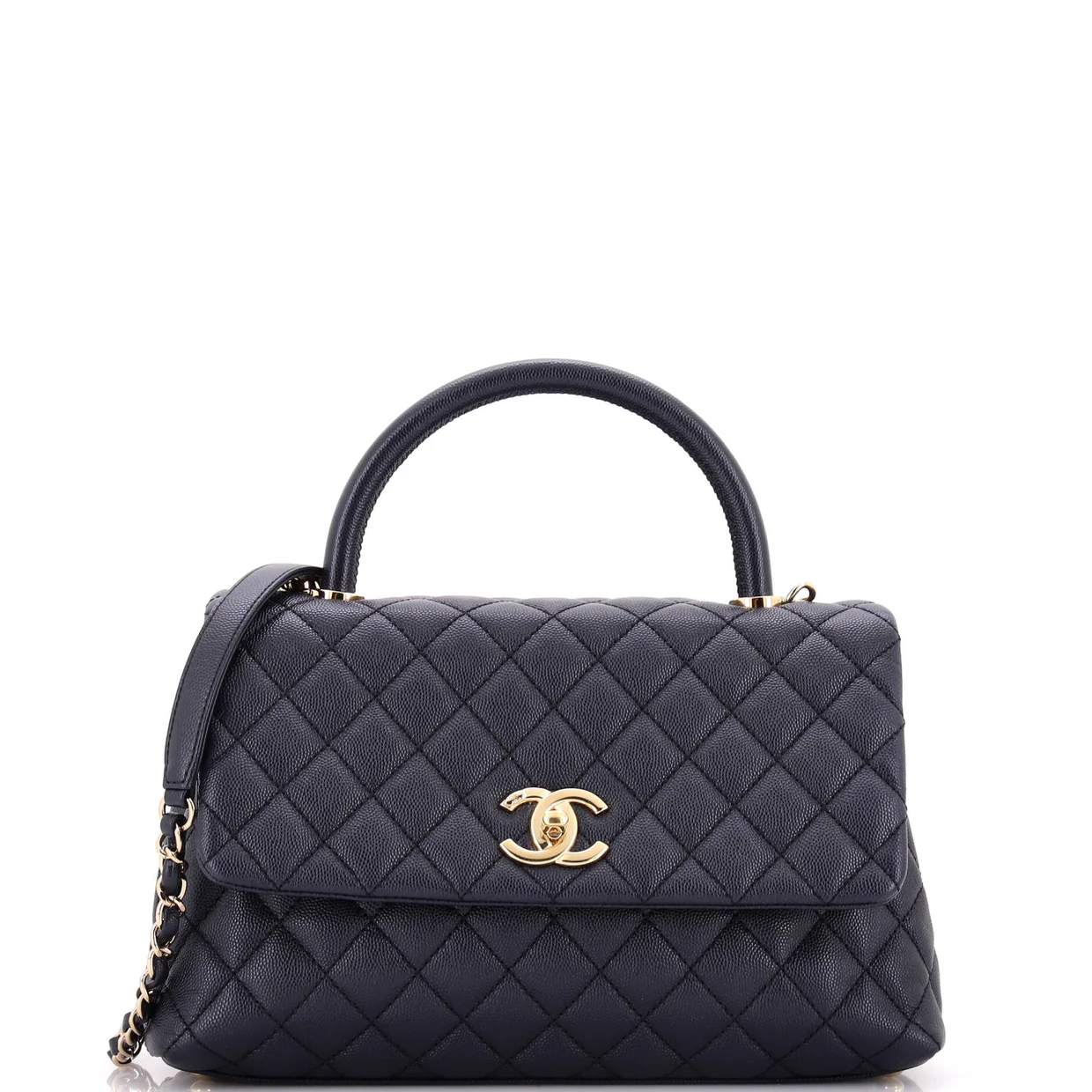 Coco Top Handle Bag Quilted Caviar Small - Deep Luxury