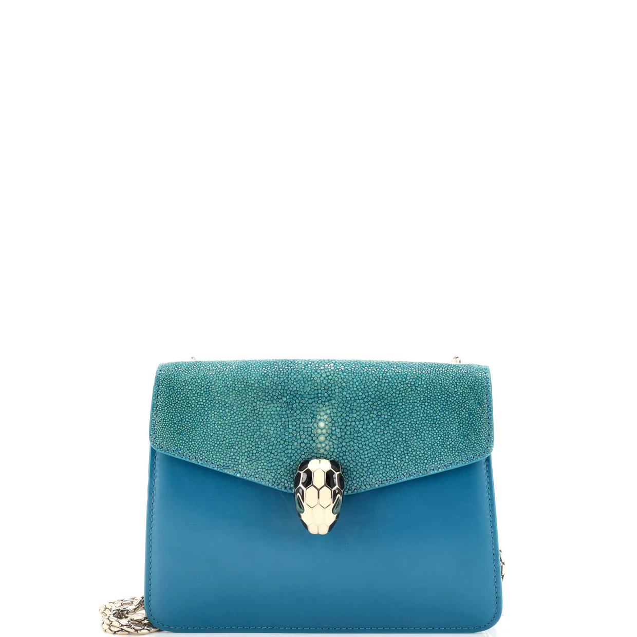 Serpenti Forever Square Shoulder Bag Leather and Stingray Small - Deep Luxury