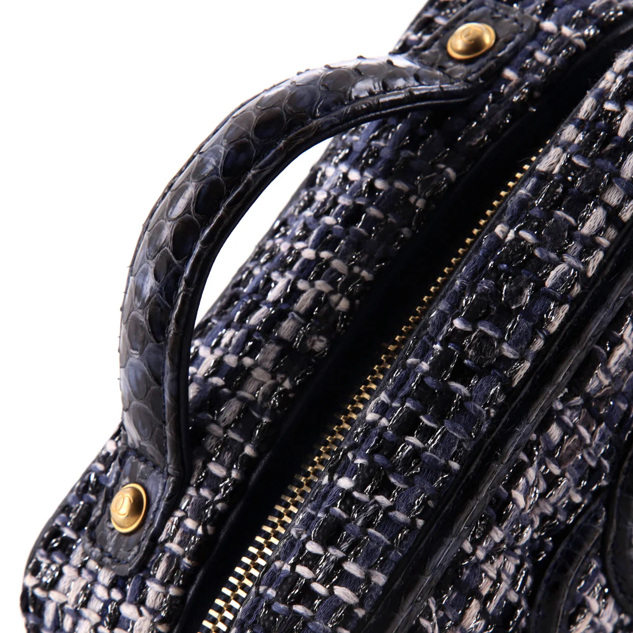 Filigree Vanity Case Quilted Tweed with Snakeskin Small - Deep Luxury