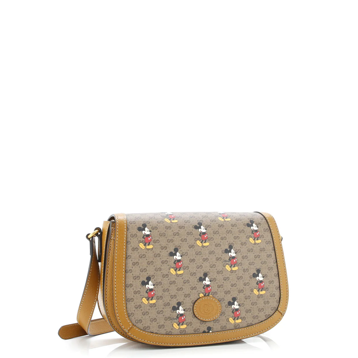 Disney Mickey Mouse Flap Shoulder Bag Printed Mini GG Coated Canvas Small - Deep Luxury