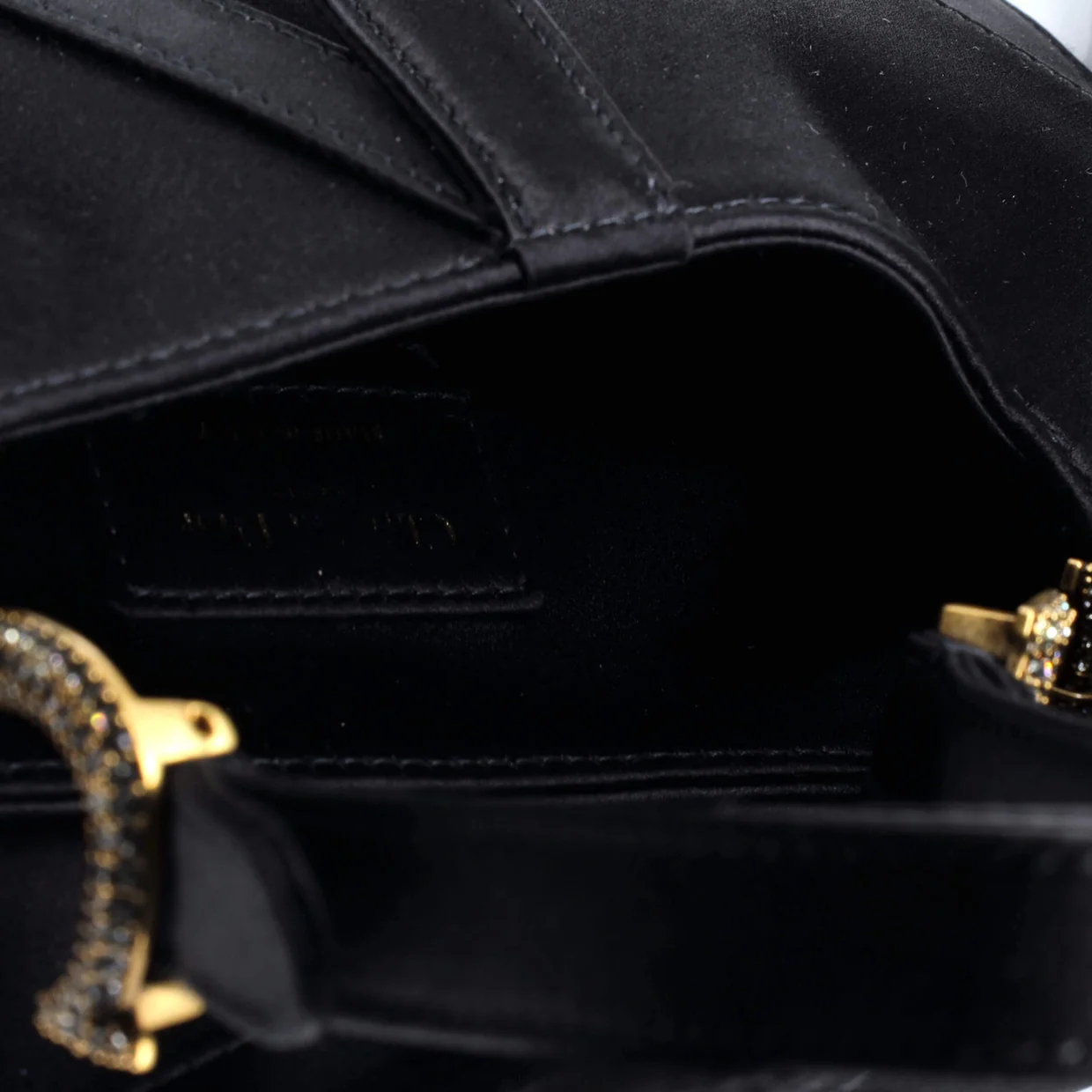 Saddle Handbag Satin with Crystals Mini - Deep Luxury