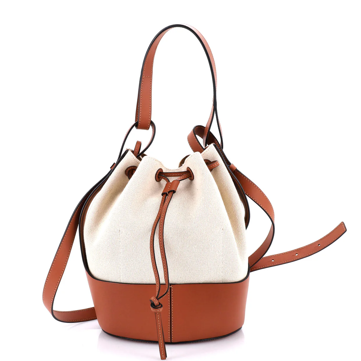 Balloon Bucket Bag Canvas and Leather Medium - Deep Luxury