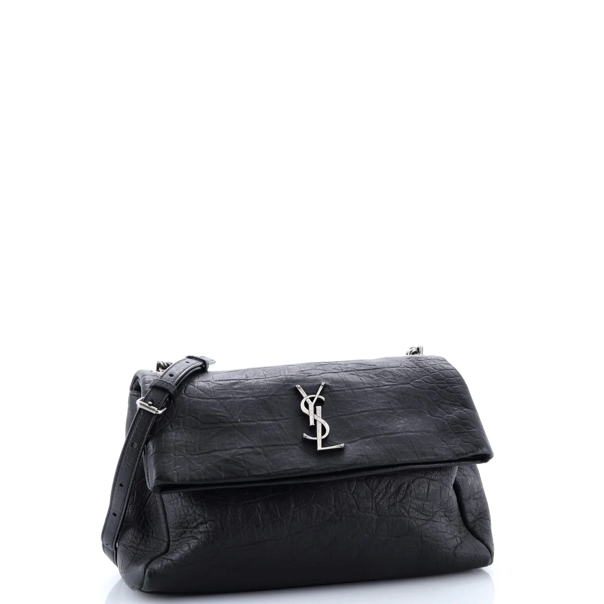 West Hollywood Shoulder Bag Crocodile Embossed Leather Medium - Deep Luxury