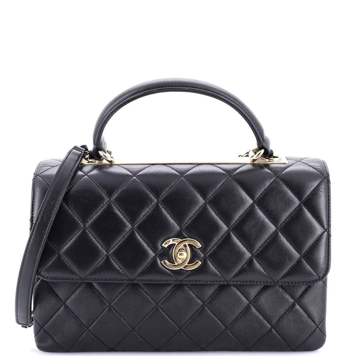 Trendy CC Top Handle Bag Quilted Lambskin Medium - Deep Luxury