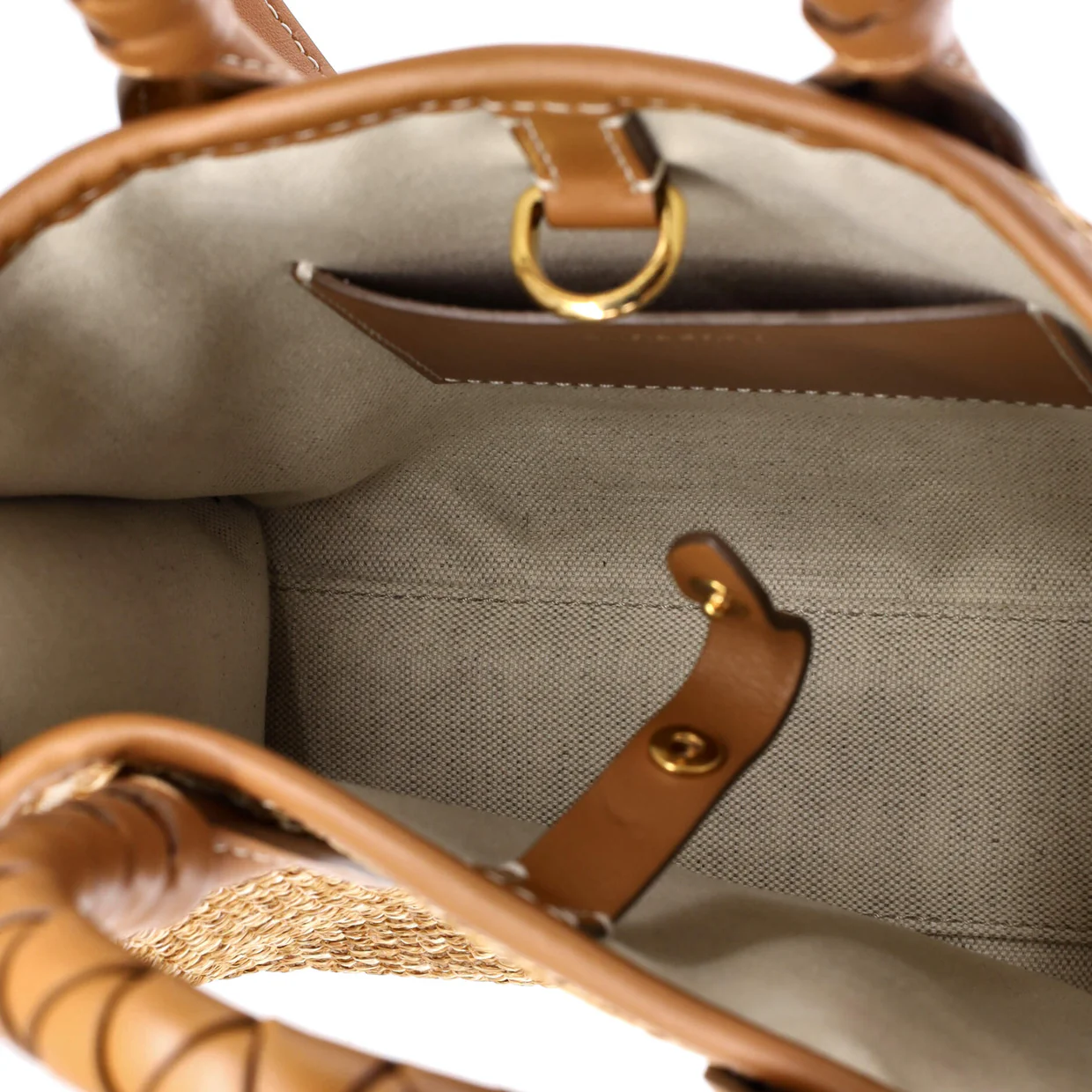 Freya Shopping Tote Embroidered Raffia with Leather Mini - Deep Luxury