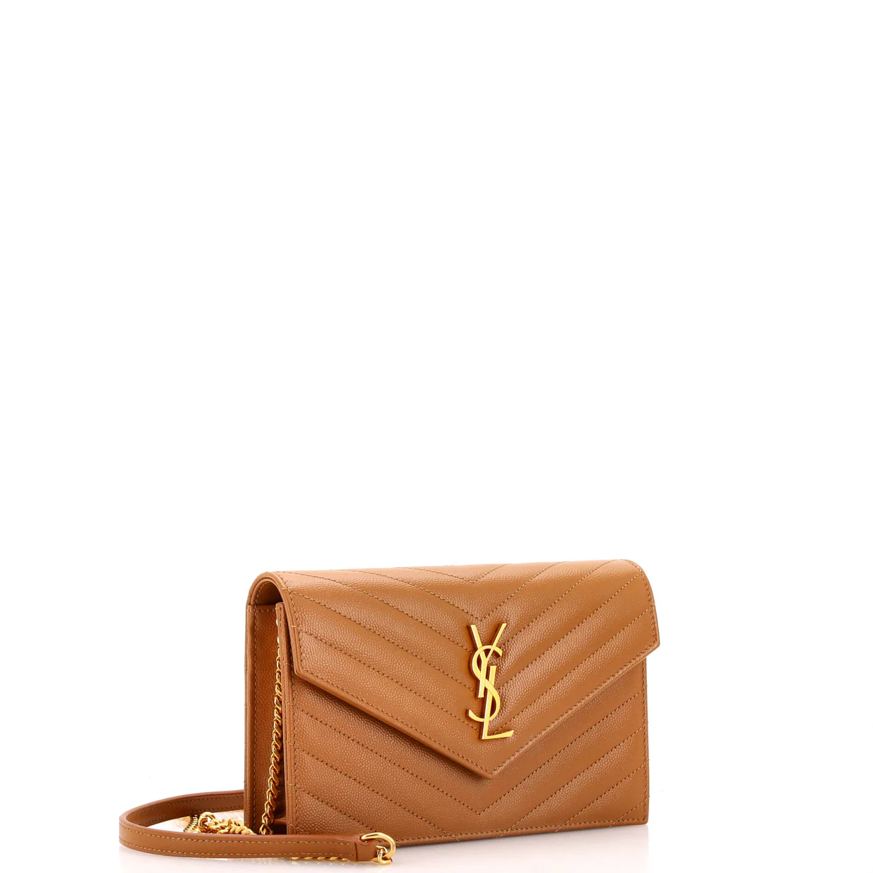 Classic Monogram Wallet on Chain Matelasse Chevron Leather Small - Deep Luxury