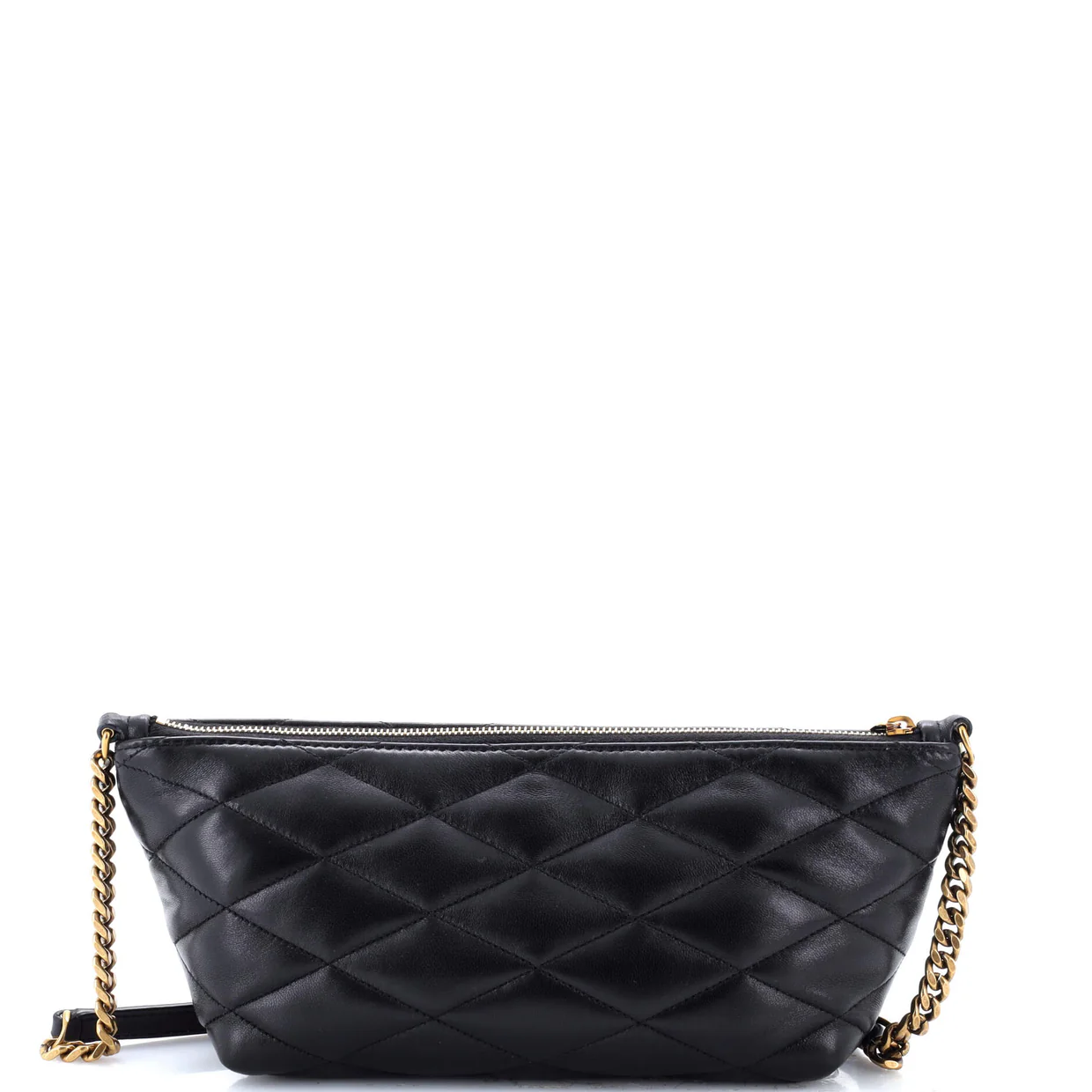Gaby Zipped Chain Shoulder Bag Quilted Leather - Deep Luxury