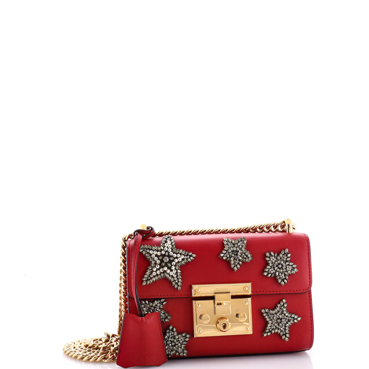 Padlock Shoulder Bag Embellished Leather Small - Deep Luxury