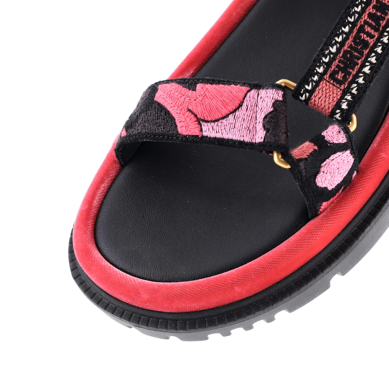 Women's D-Wave Sandals Leather with Embroidered Canvas - Deep Luxury