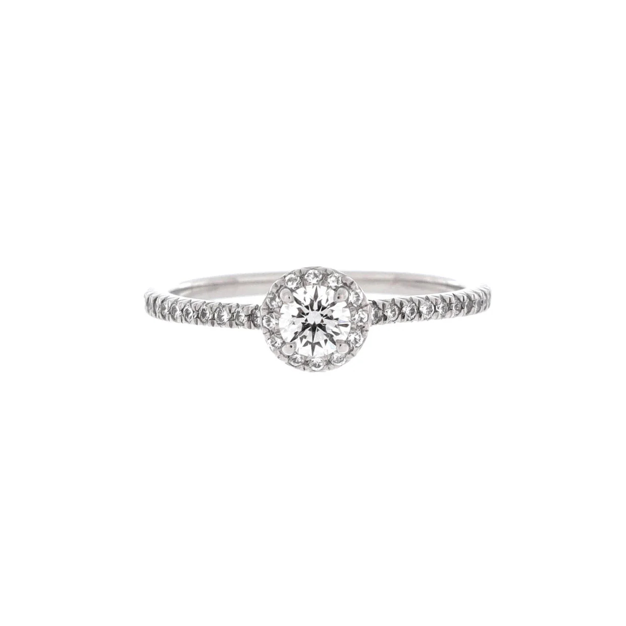 Soleste Round Halo Ring Platinum with RBC Diamond D/VS1 .23CT - Deep Luxury