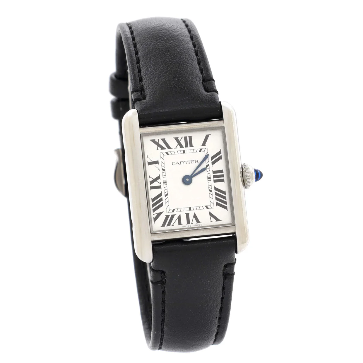 Must de Cartier SolarBeat Tank Quartz Watch Stainless Steel and Leather 22 - Deep Luxury
