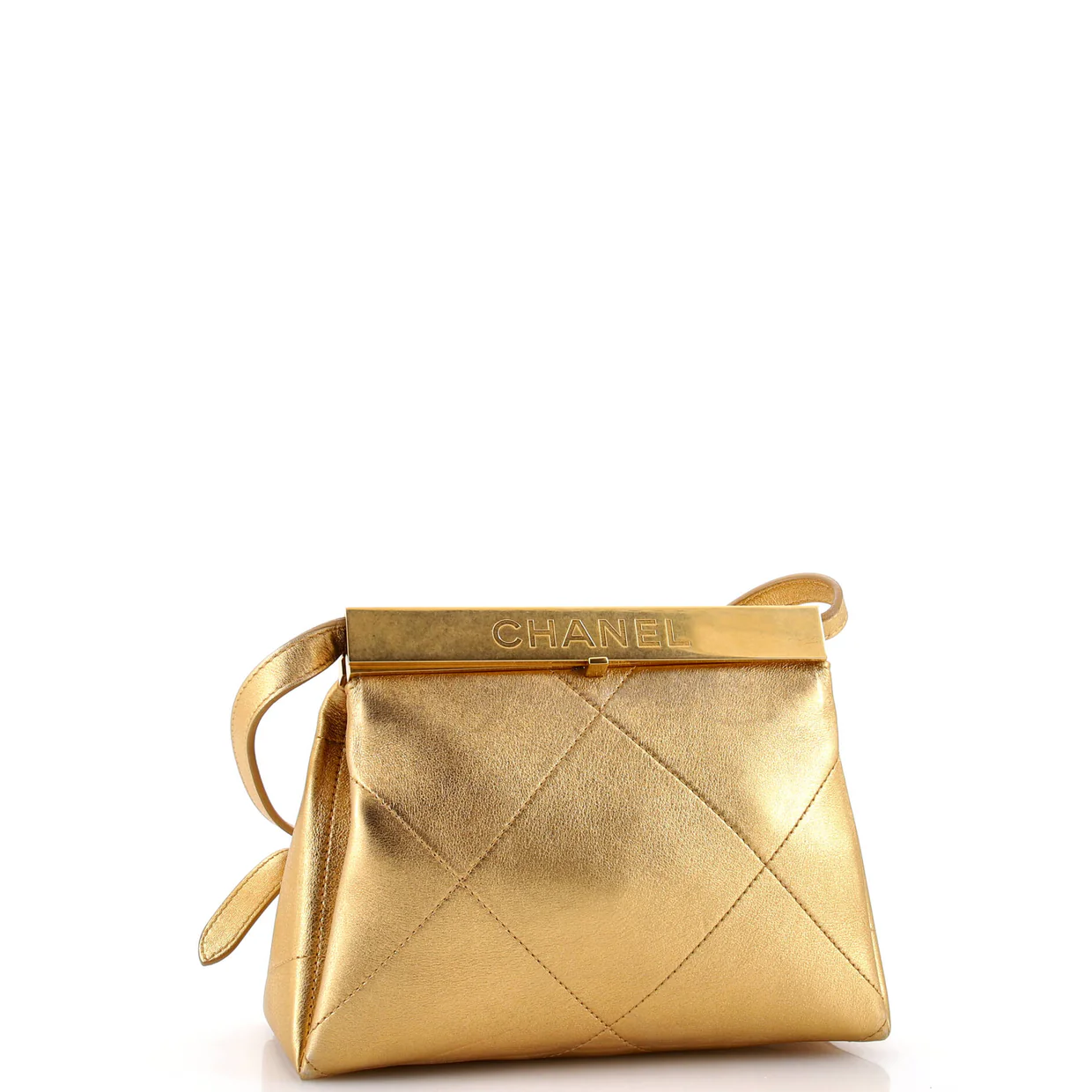 Logo Kisslock Frame Bag Quilted Calfskin Small - Deep Luxury