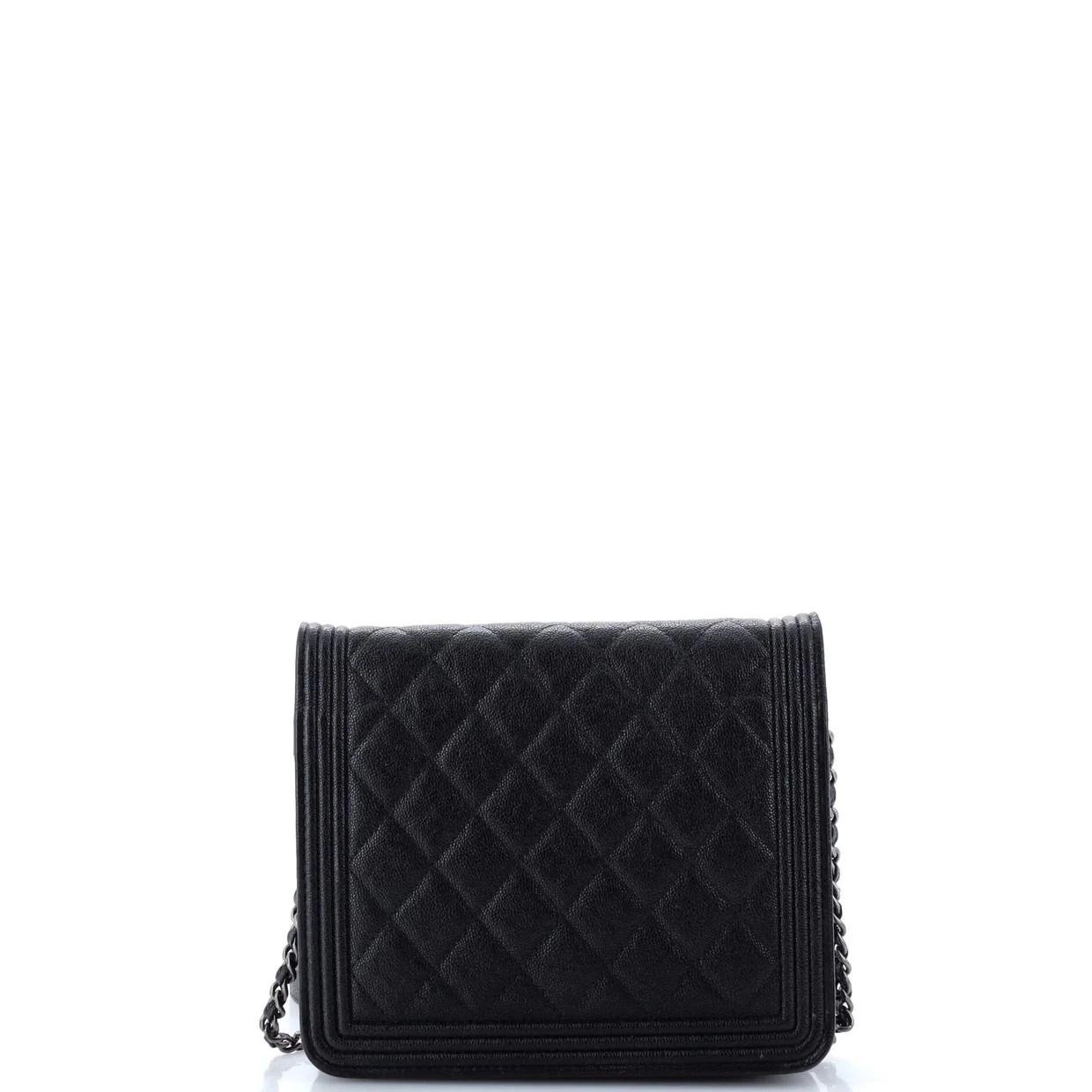 Boy Square Wallet on Chain Quilted Caviar - Deep Luxury