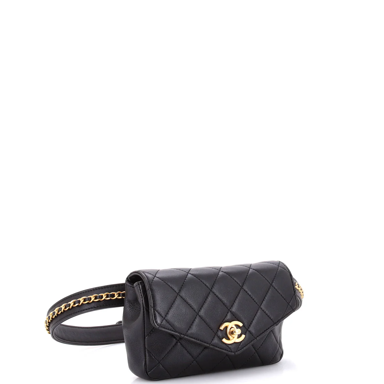 Chain Envelope Belt Bag Quilted Calfskin - Deep Luxury