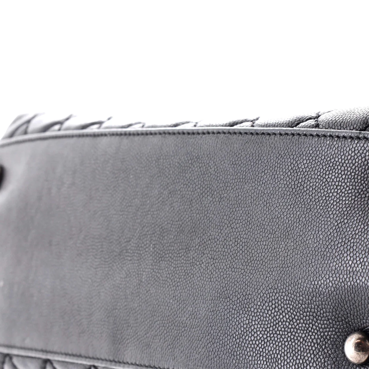 Coco Top Handle Bag Quilted Caviar with Lizard Small - Deep Luxury