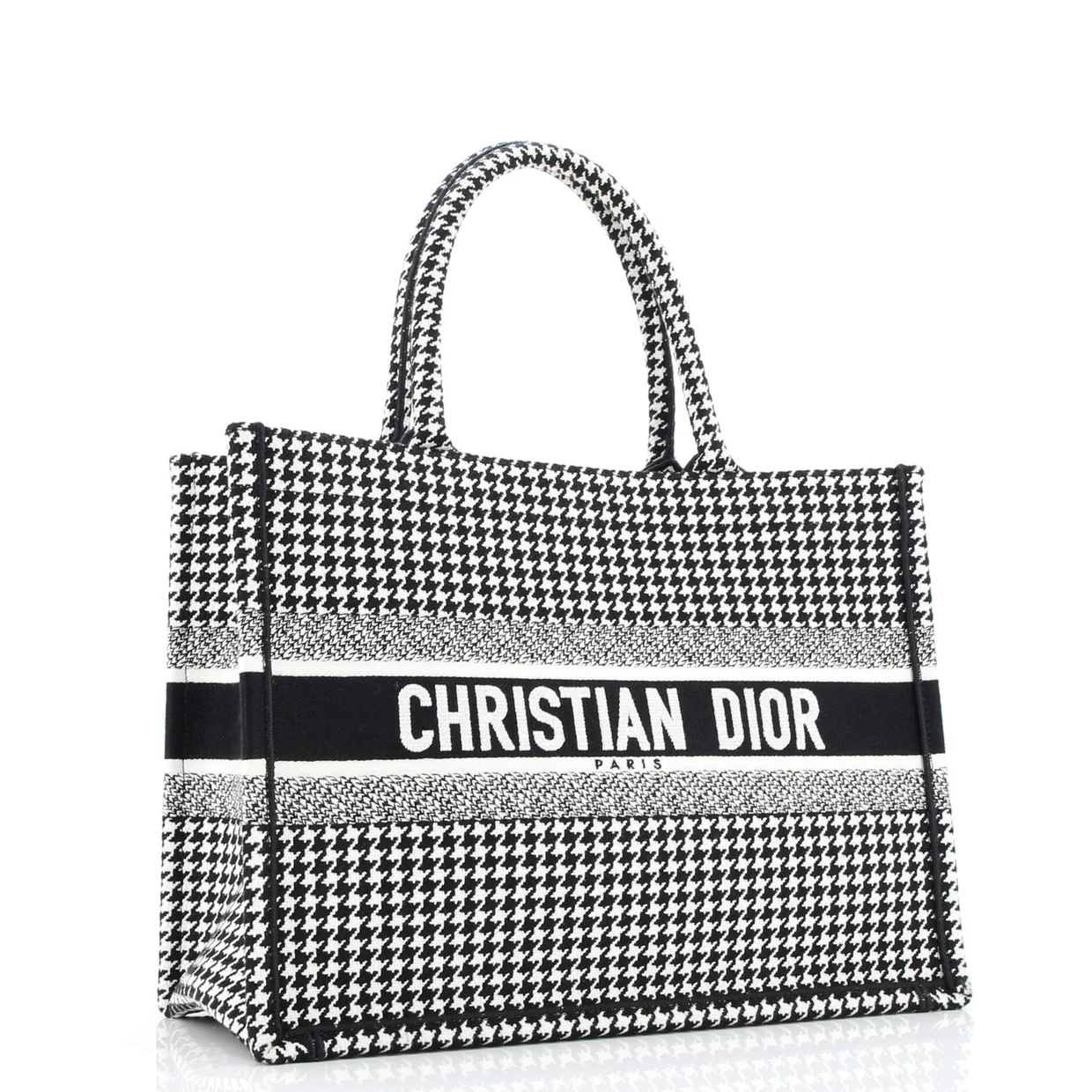 Book Tote Houndstooth Canvas Medium - Deep Luxury